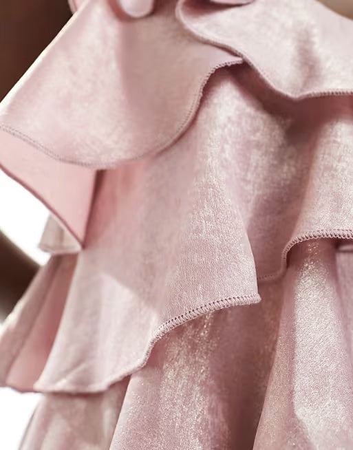 BNWT - Miss Selfridge ruffle tiered mini slip dress in metallic pink | size 12