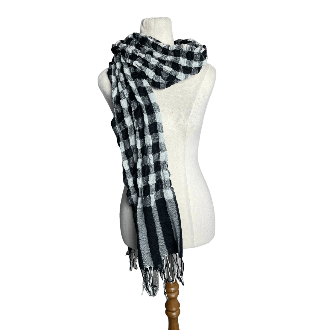 Black and white gingham scarf