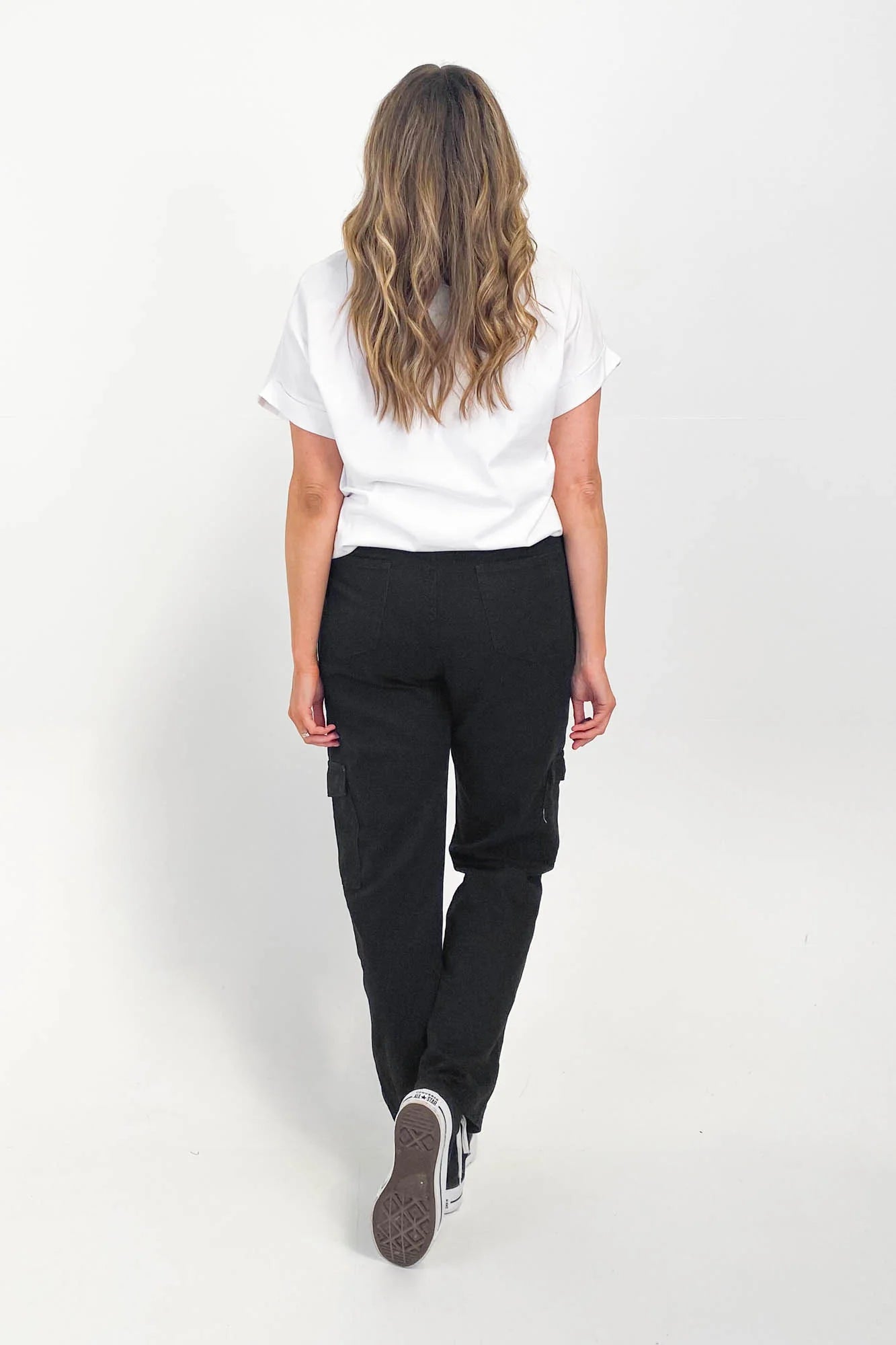 By Lily black straight leg jeans with cargo pockets | size 16