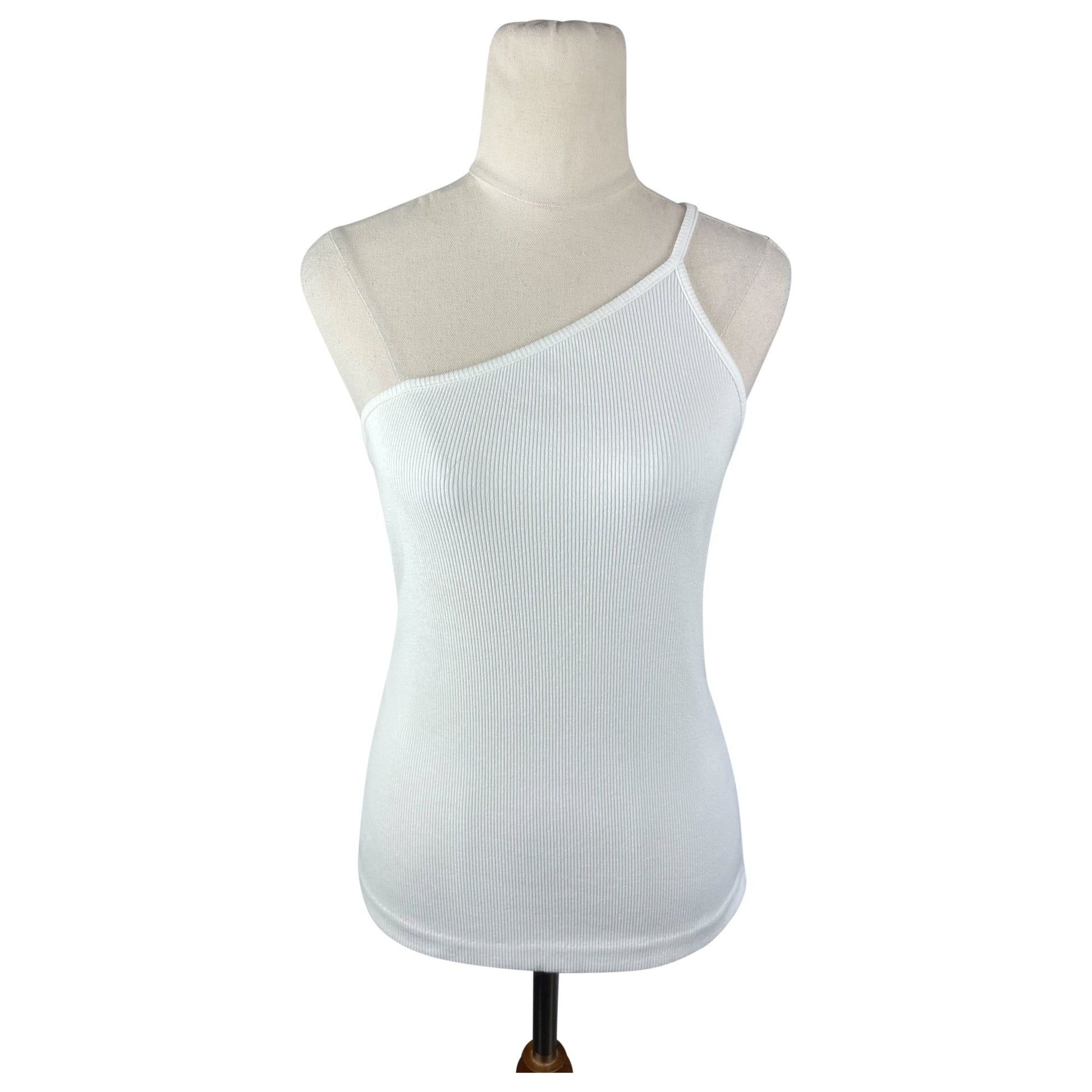 Country Road white one shoulder ribbed top | size 8
