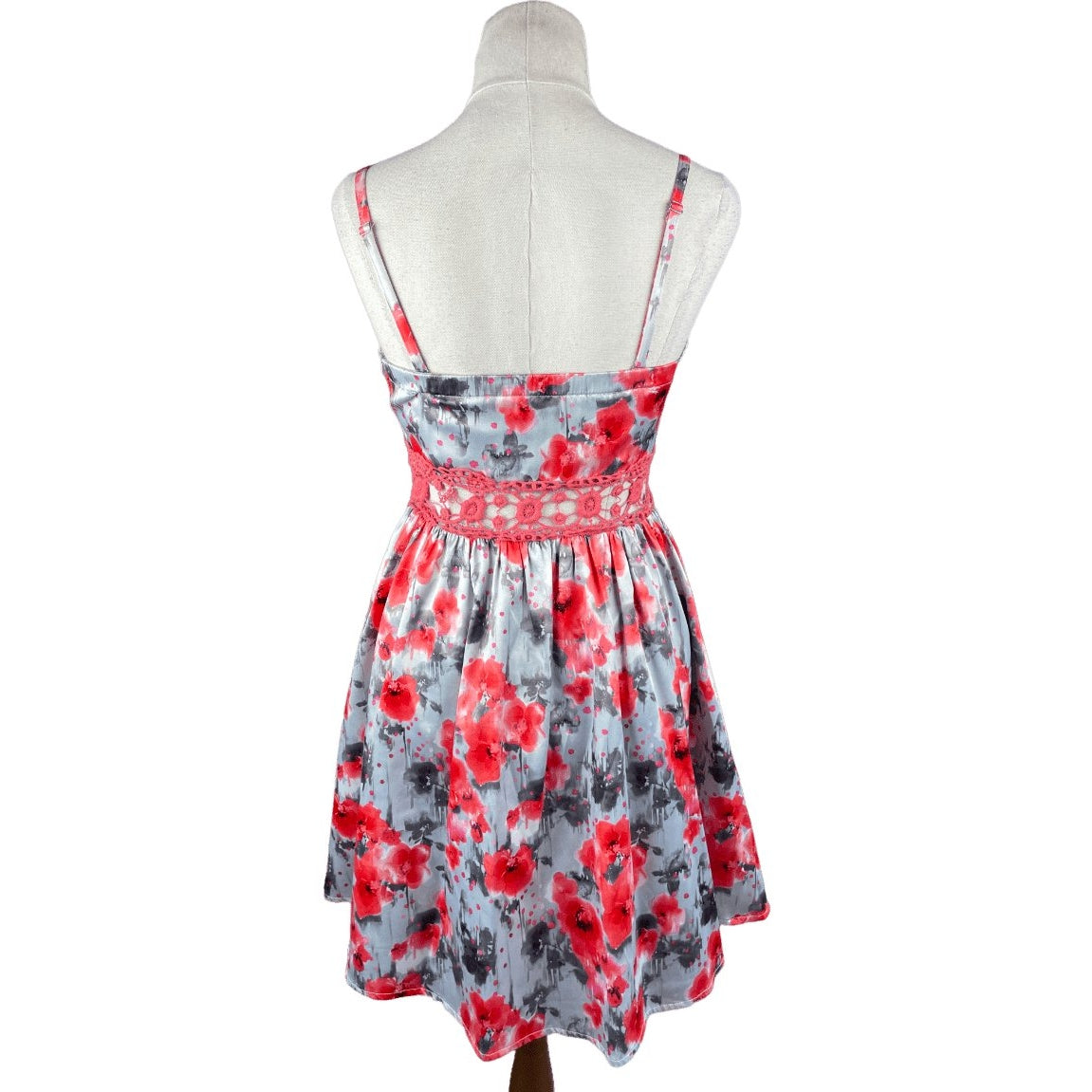 Dotti grey poppy print mini dress | size 8