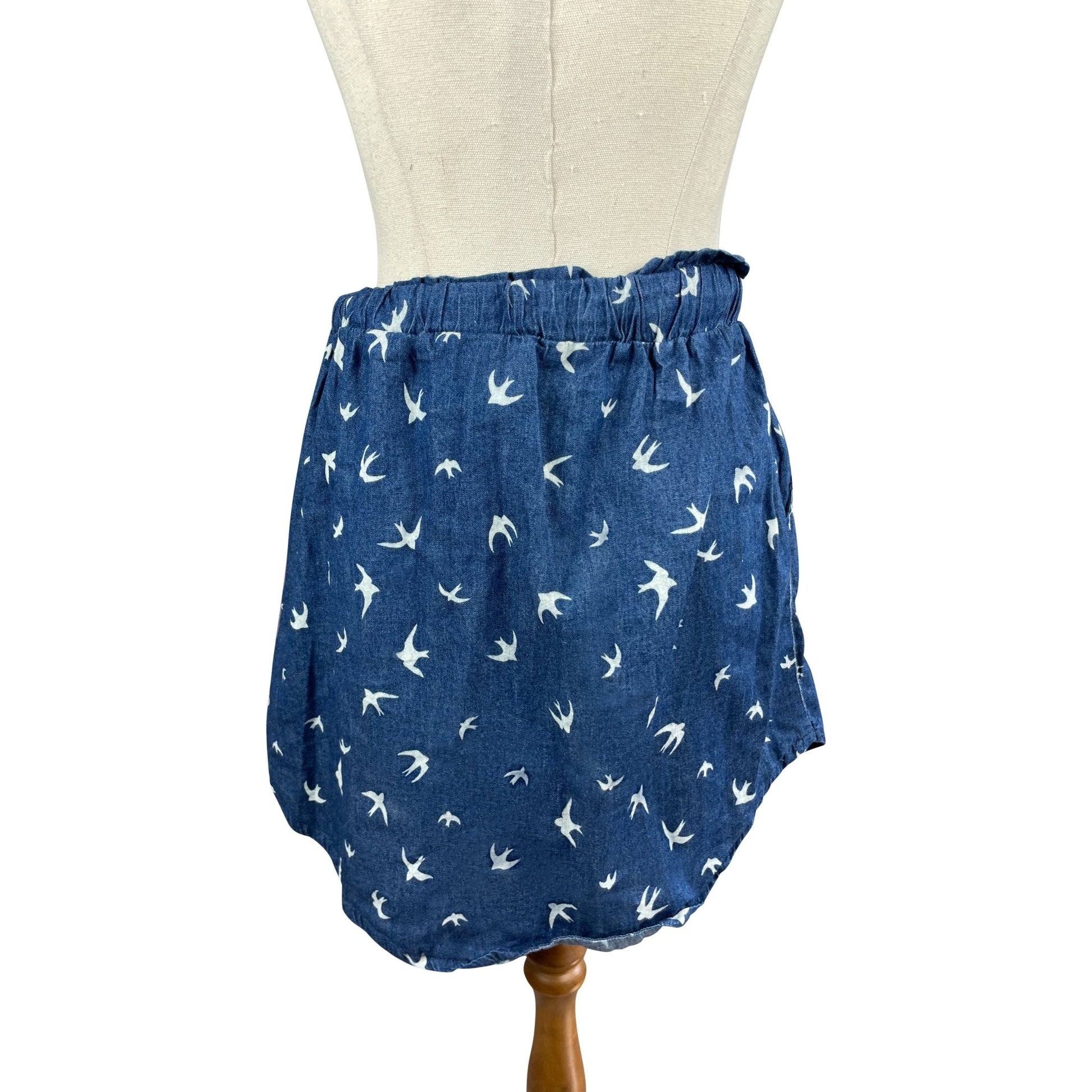 Home-Lee blue drawstring bird print skirt | size 12
