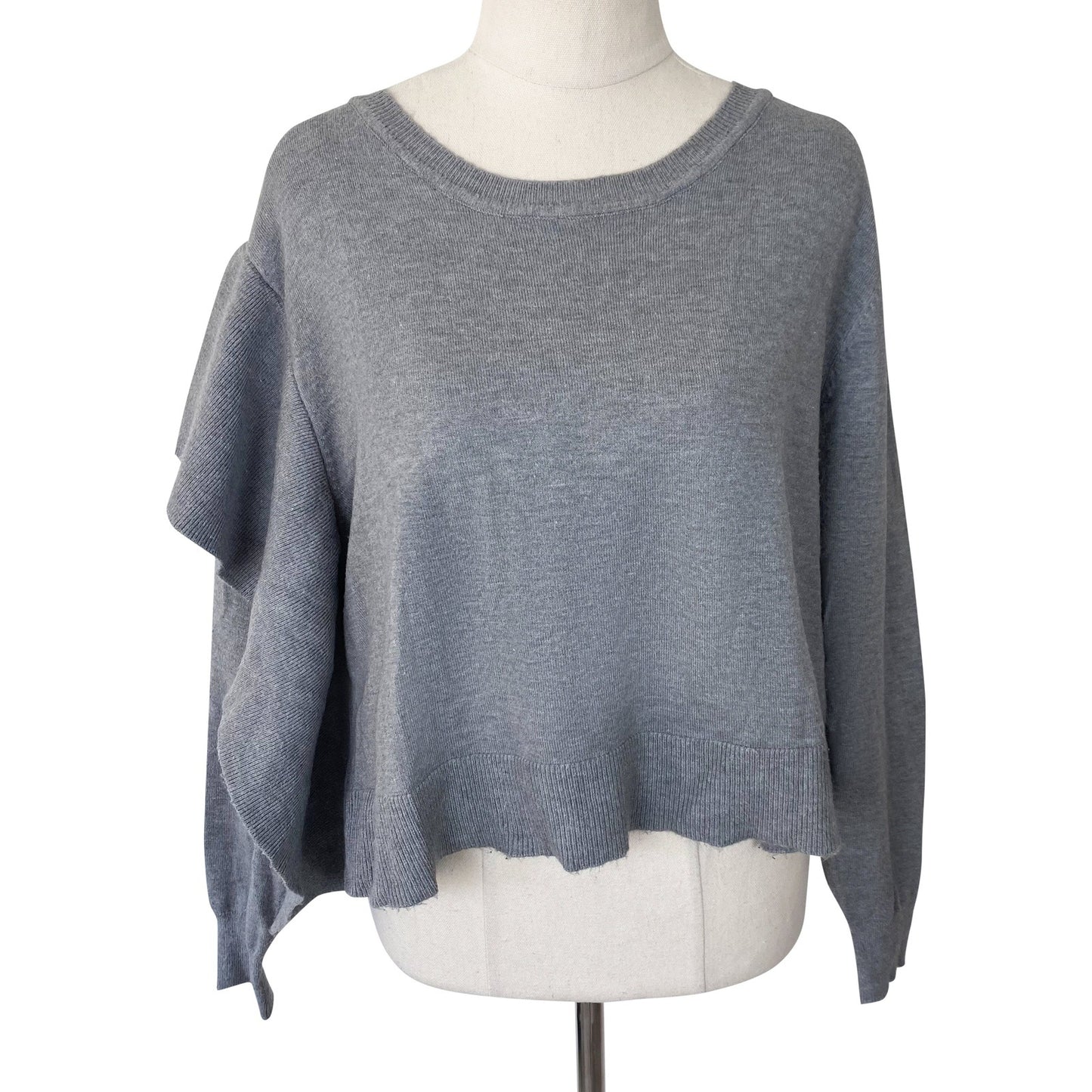 Zara grey frill sleeve jumper | size medium