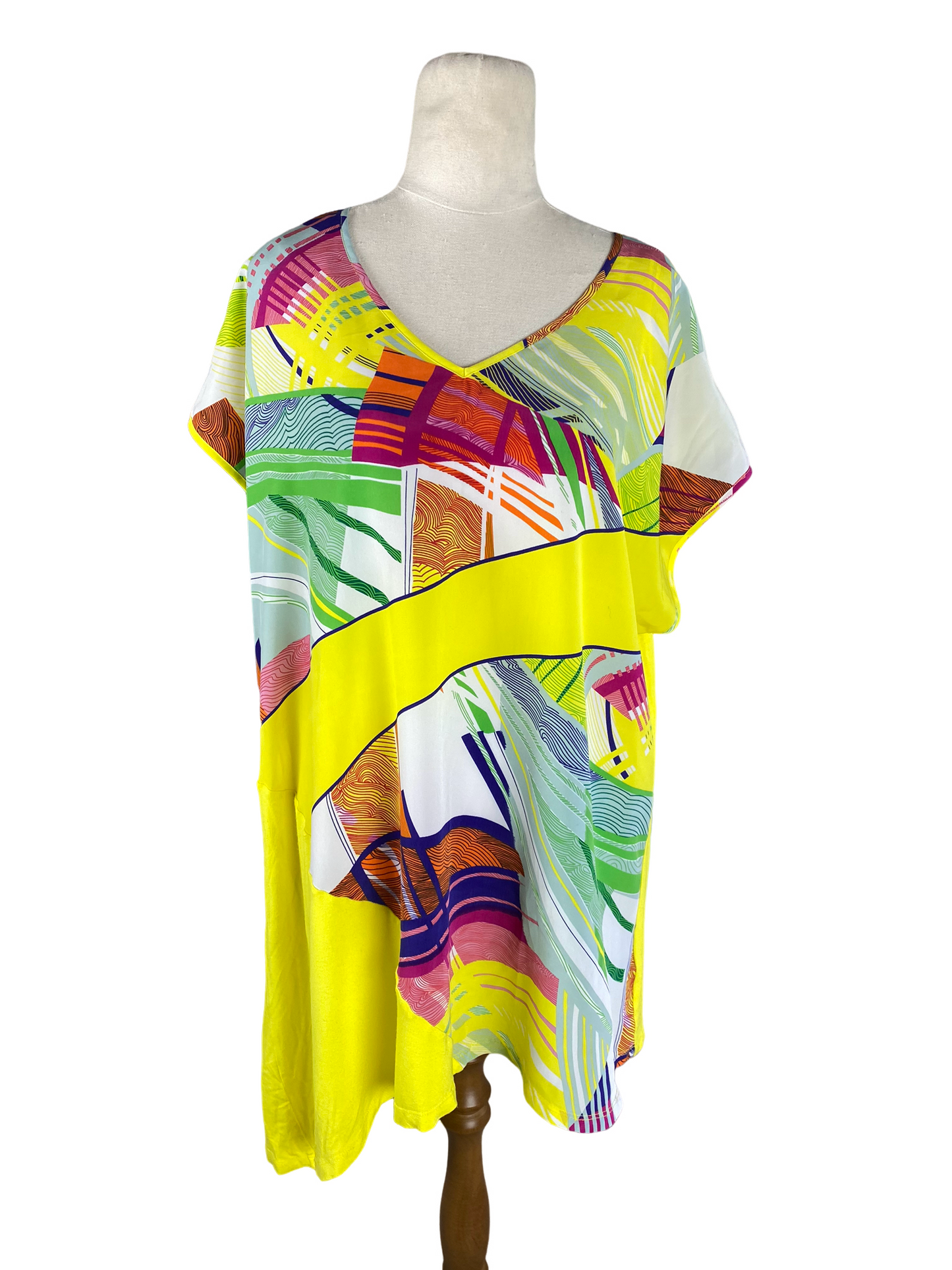 Taking Shape longline asymmetrical yellow pattern top | size medium