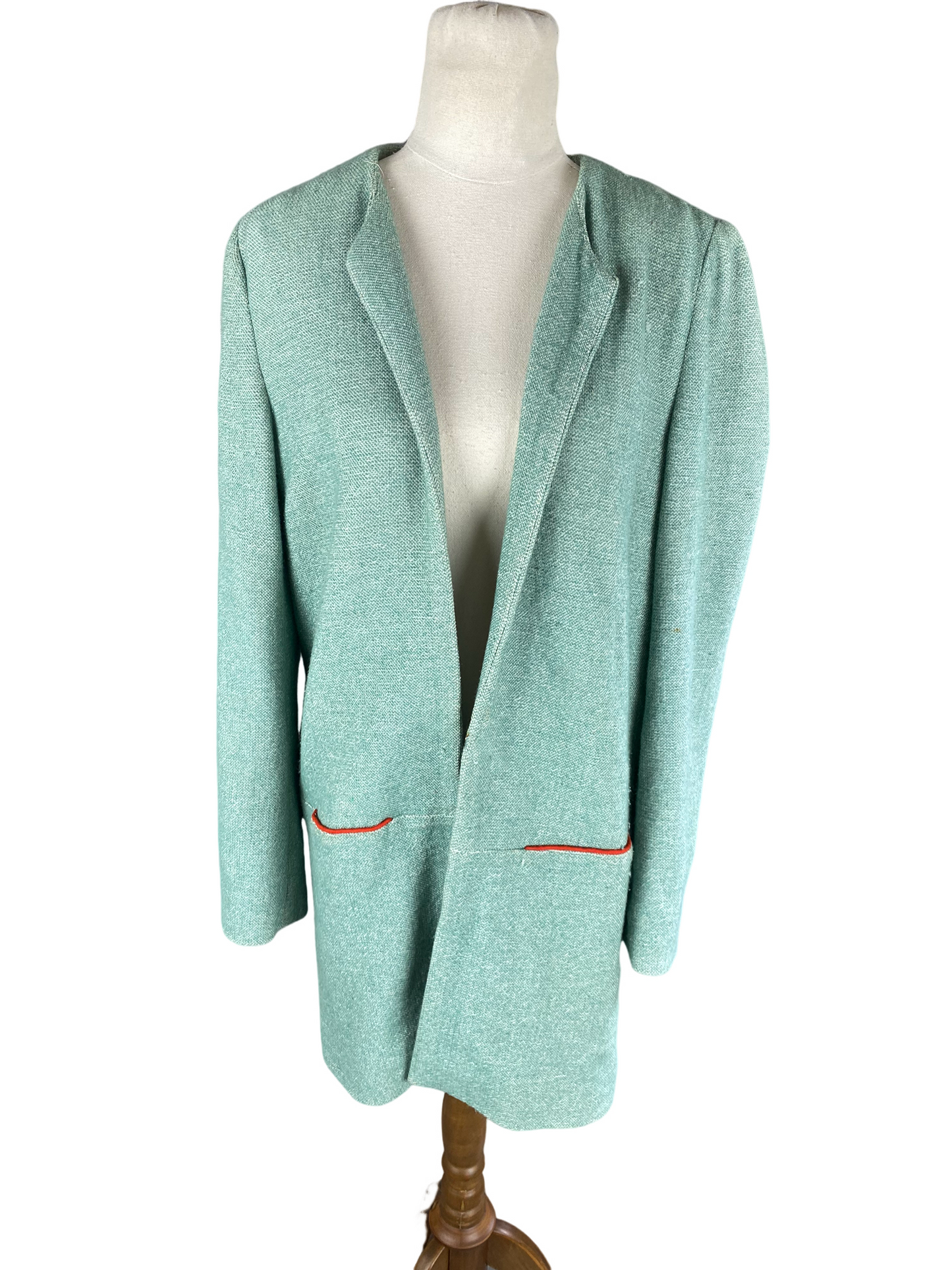 Green handmade longline jacket | size 10-12