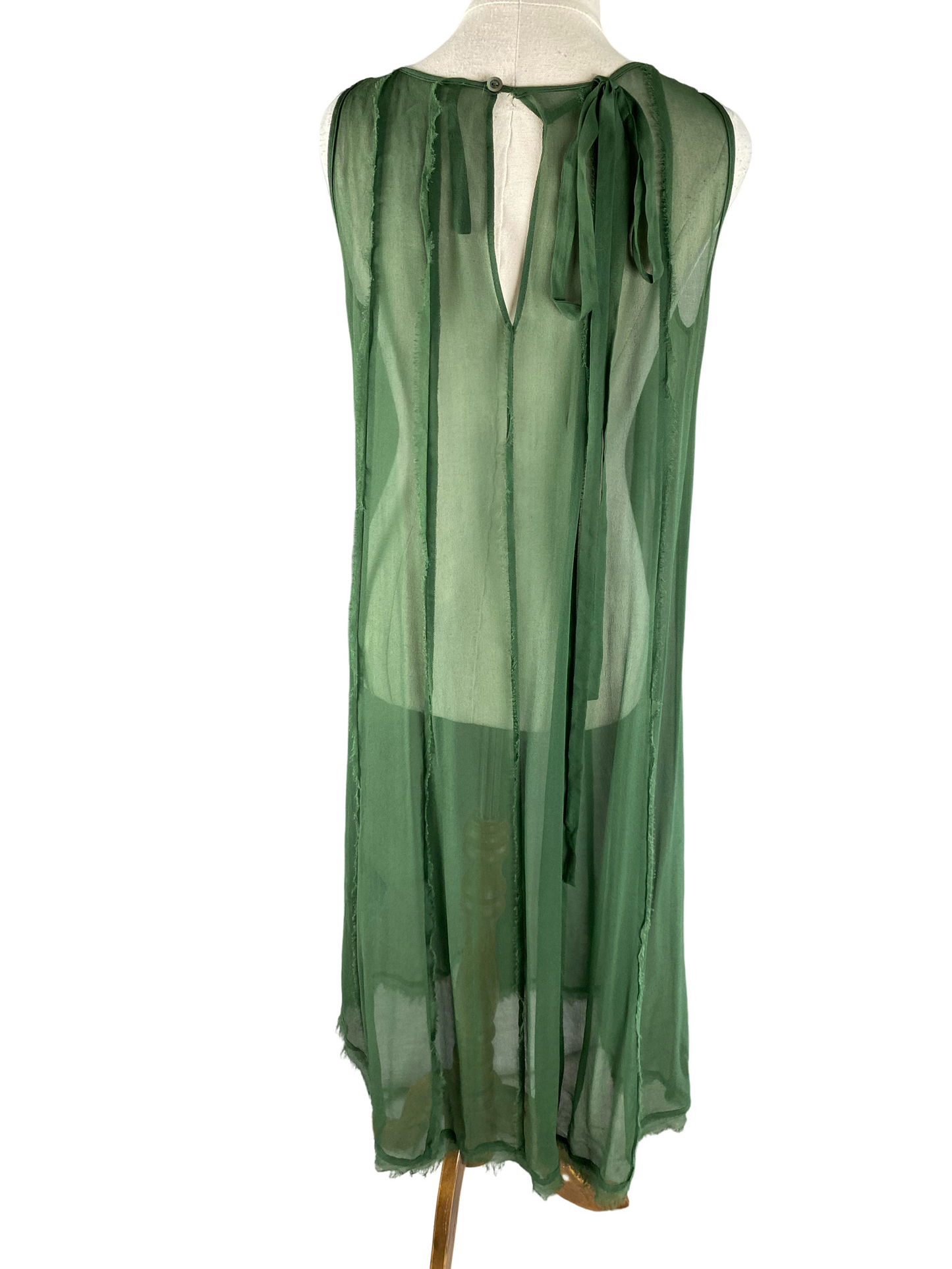 Taylor silk olive sheer dress | size 10