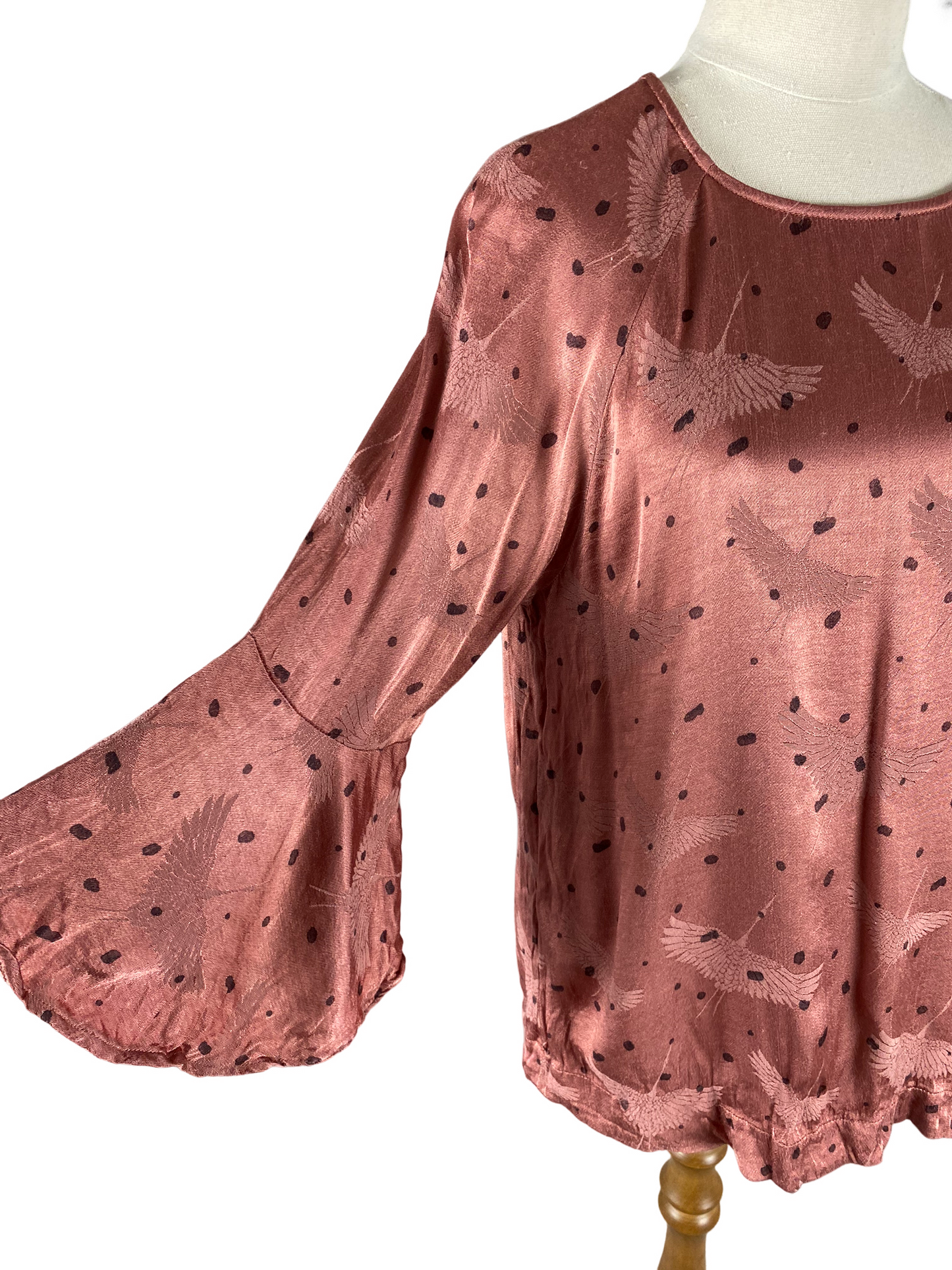 Whistle frill sleeve spotted top | size 14