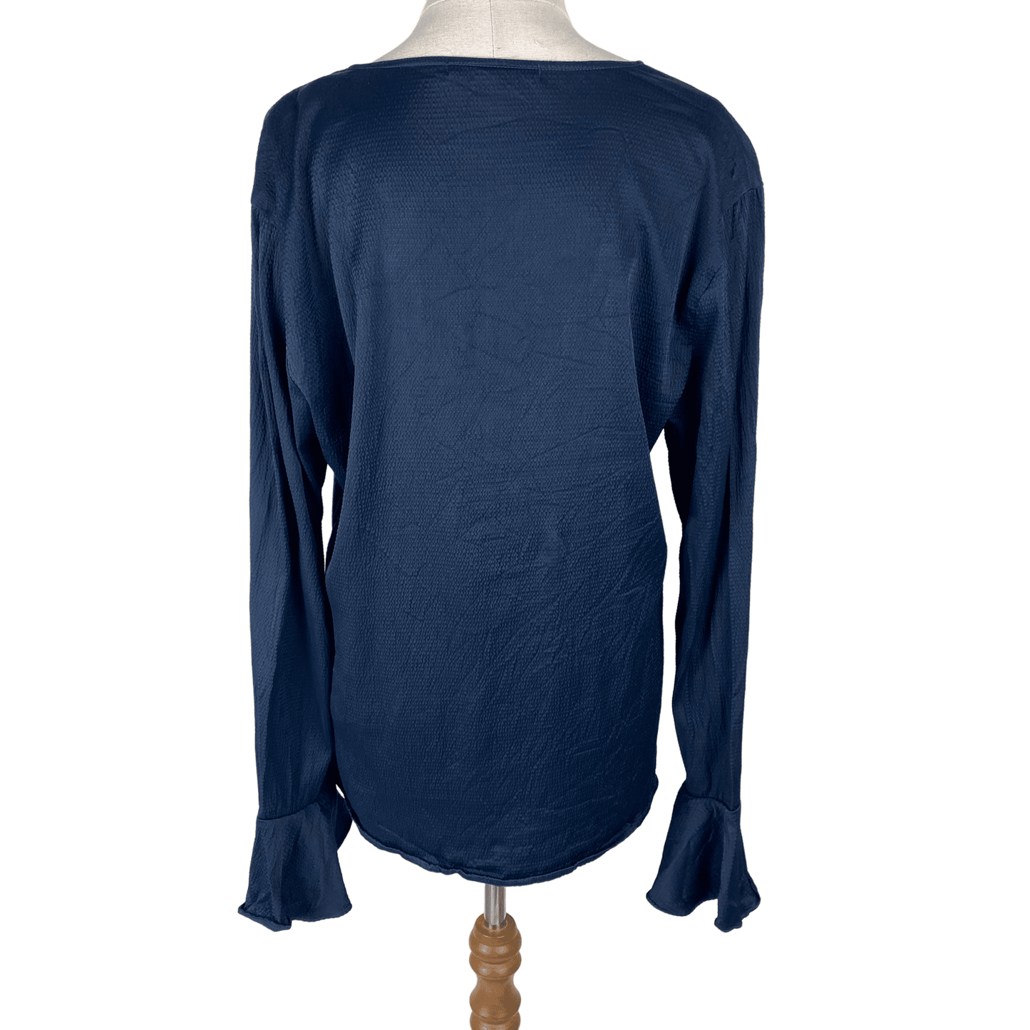 Ruby navy v-neck top with ruffle sleeves | size 10
