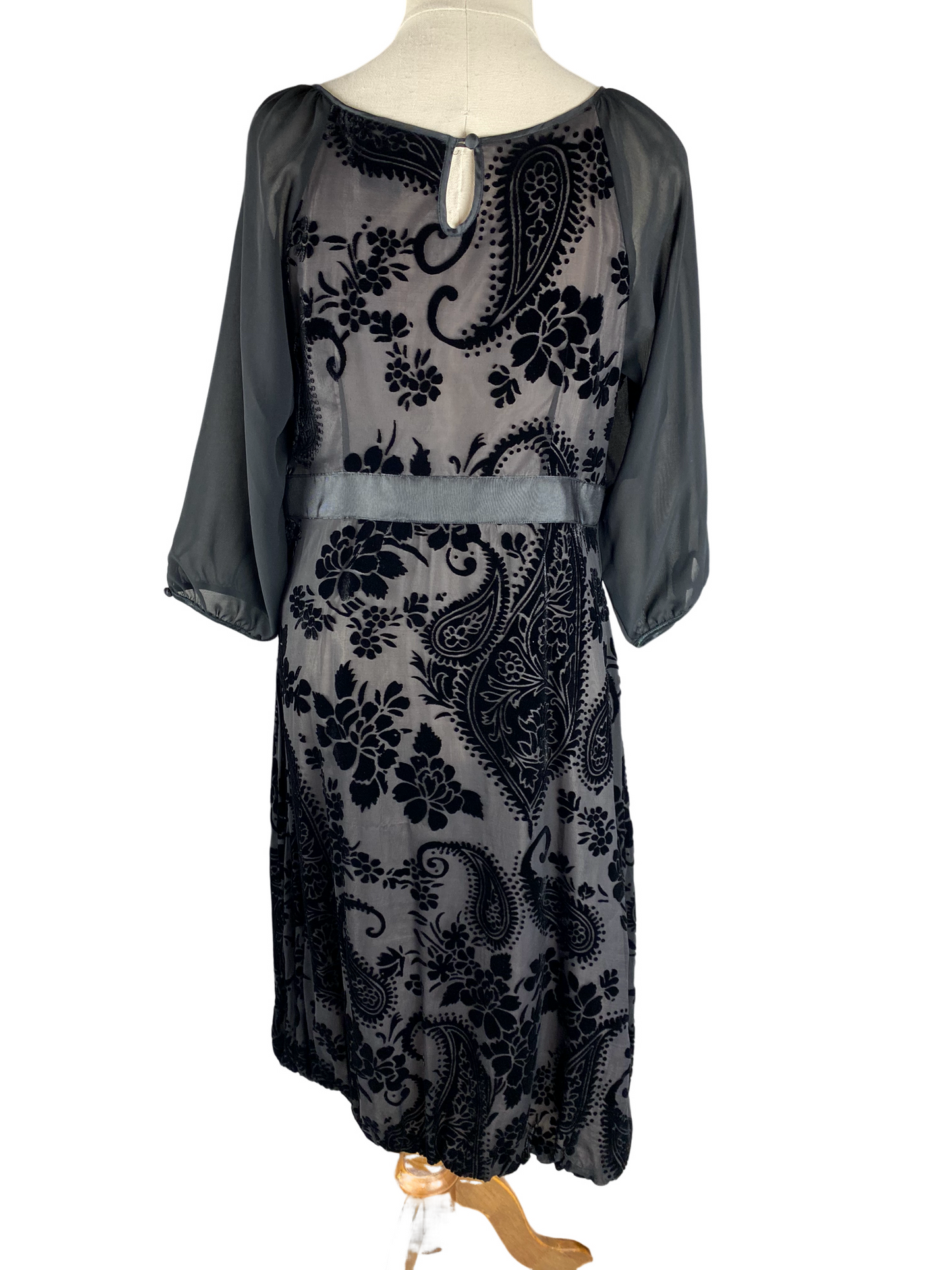 Grace Hill silk-blend black print dress | size 12