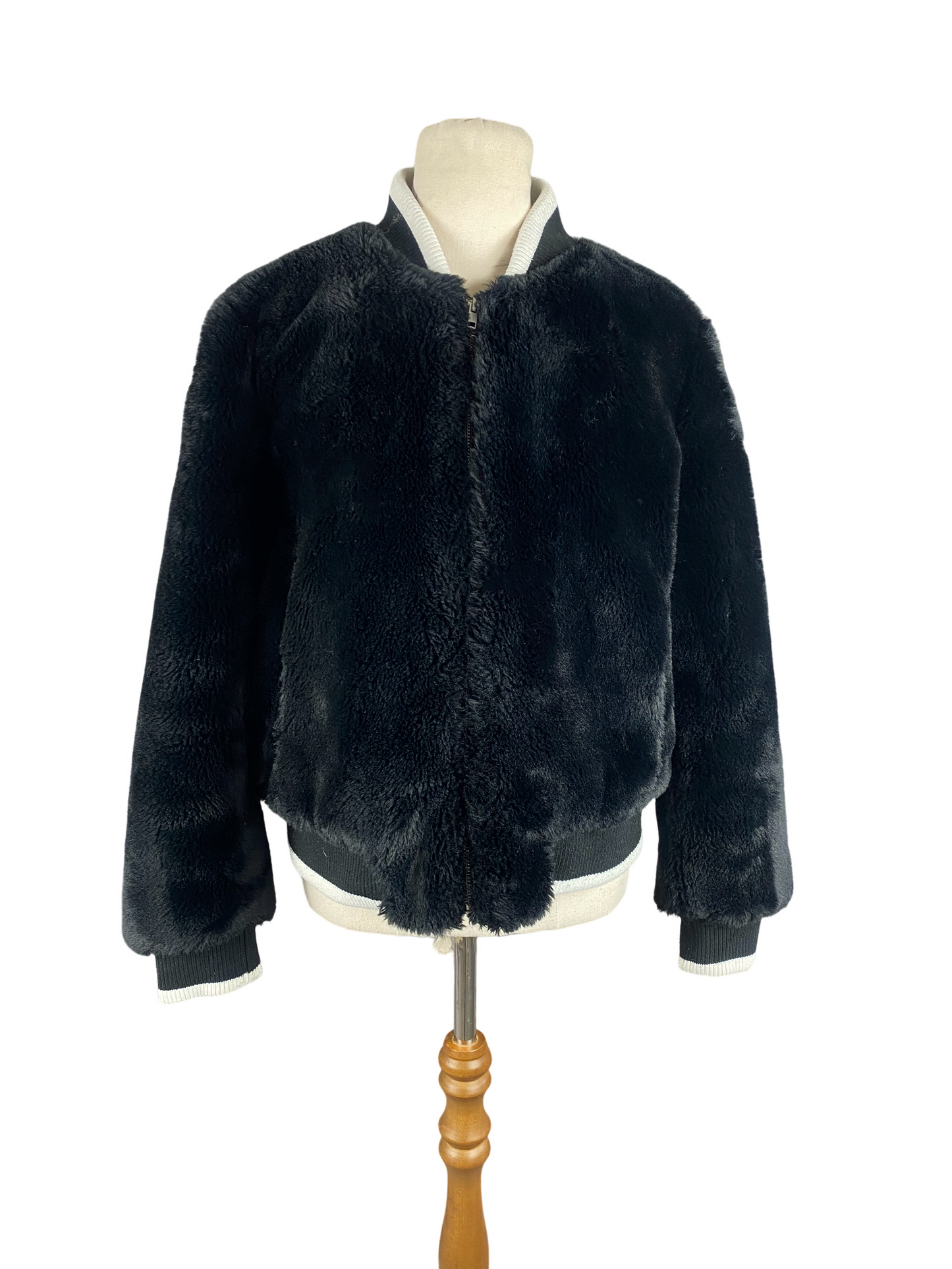 Ena Pelly black faux fur bomber jacket | size 8 RRP $379