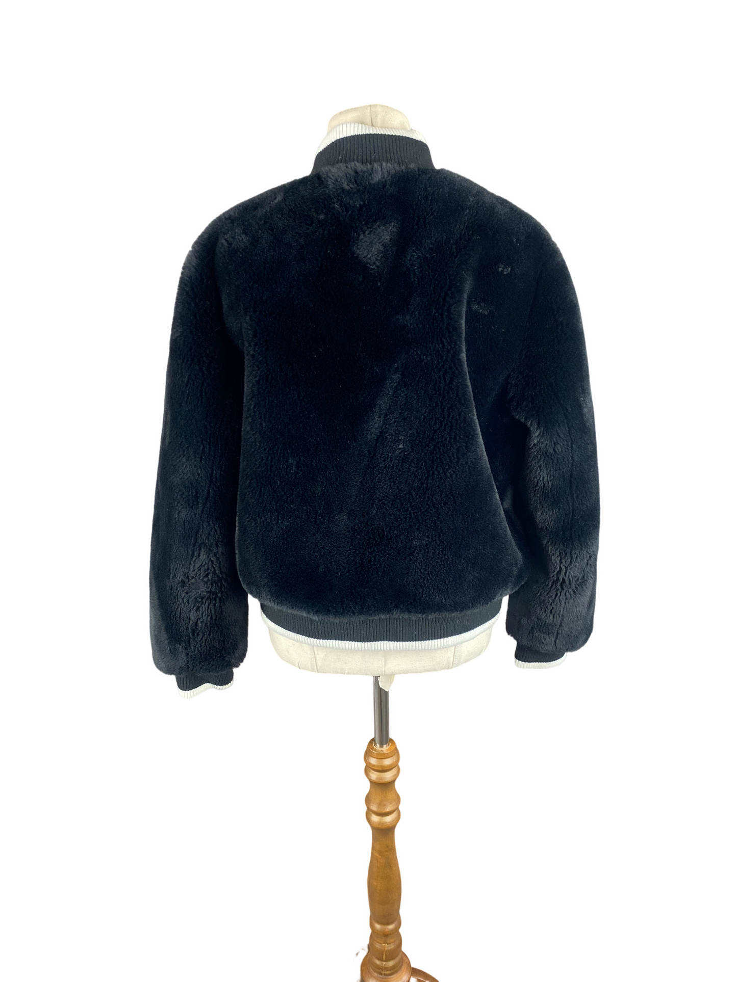 Ena Pelly black faux fur bomber jacket | size 8 RRP $379