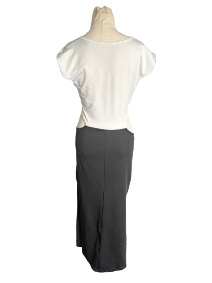 Cut-out black and white midi dress | size 8