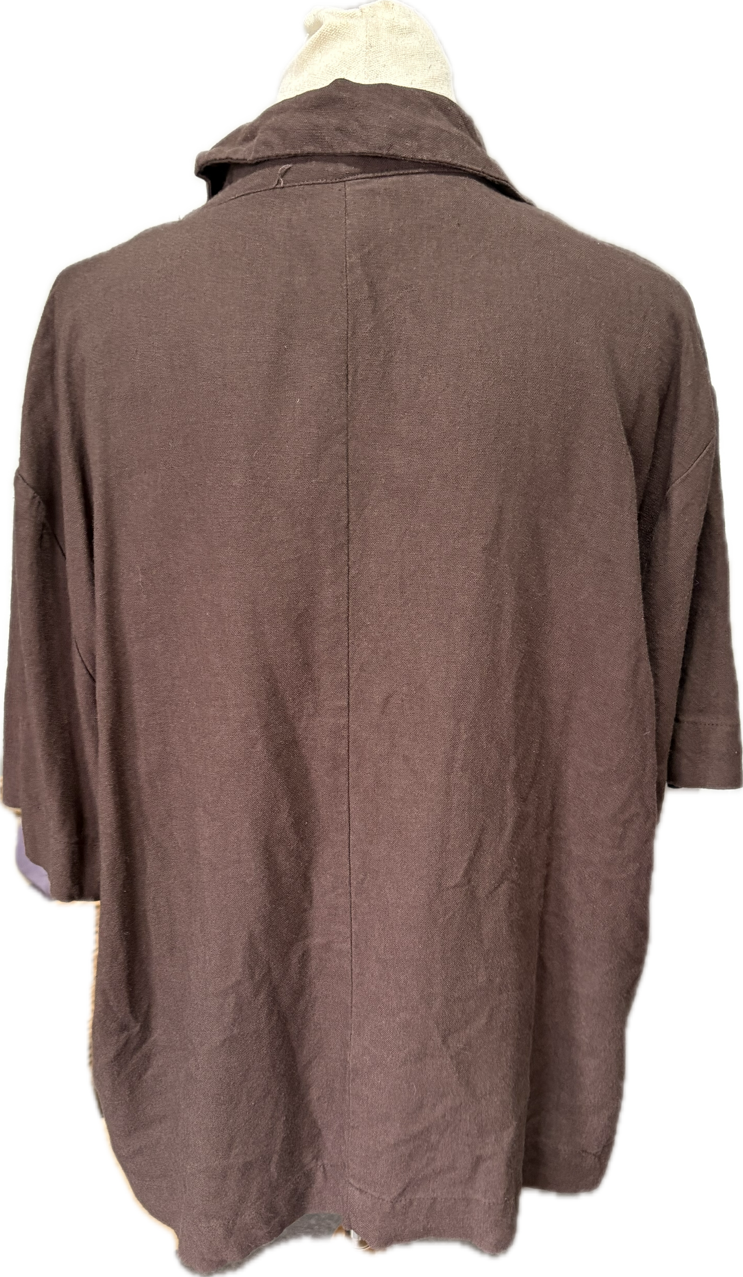 Linen-blend chocolate shirt | size 14