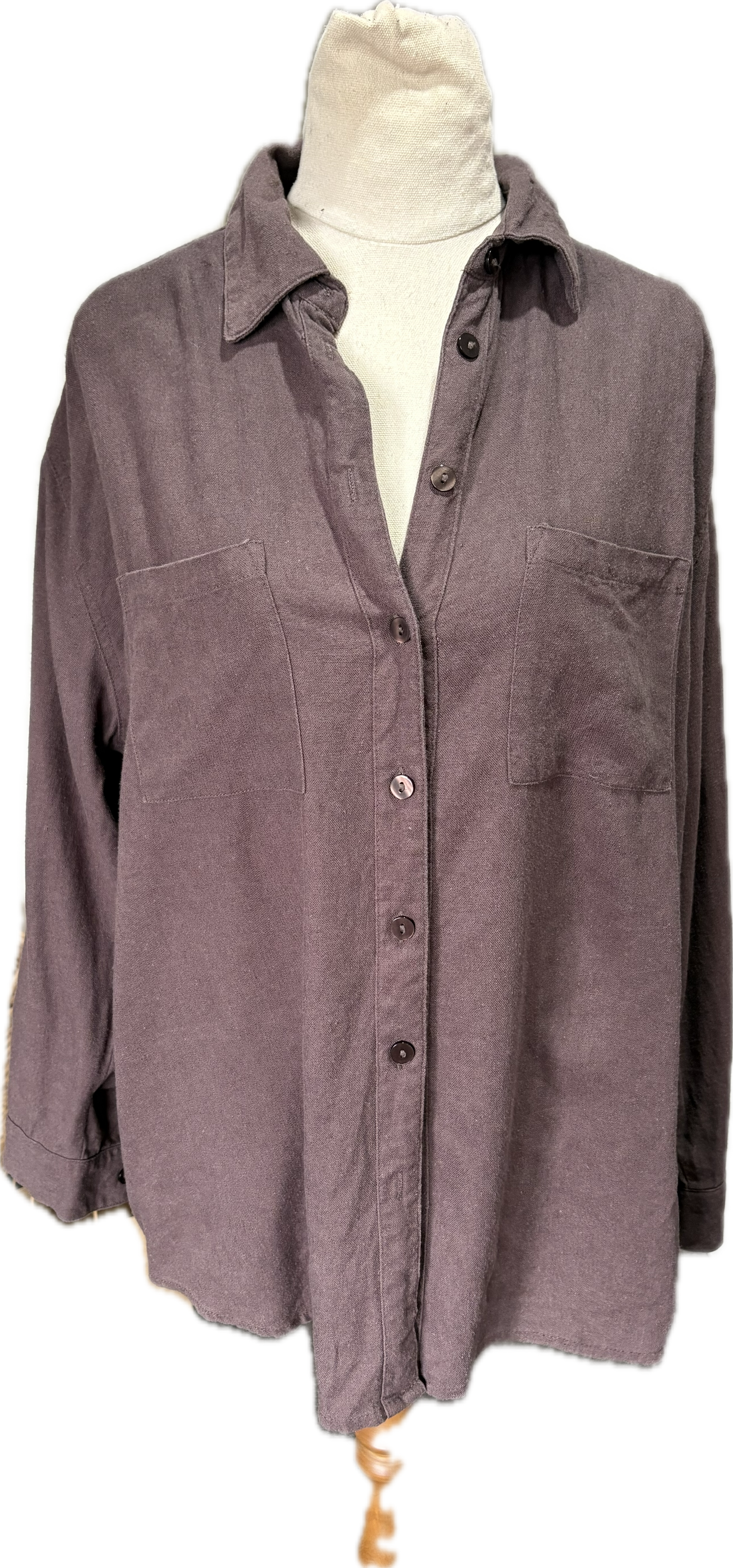 Chocolate linen-blend shirt | size 12