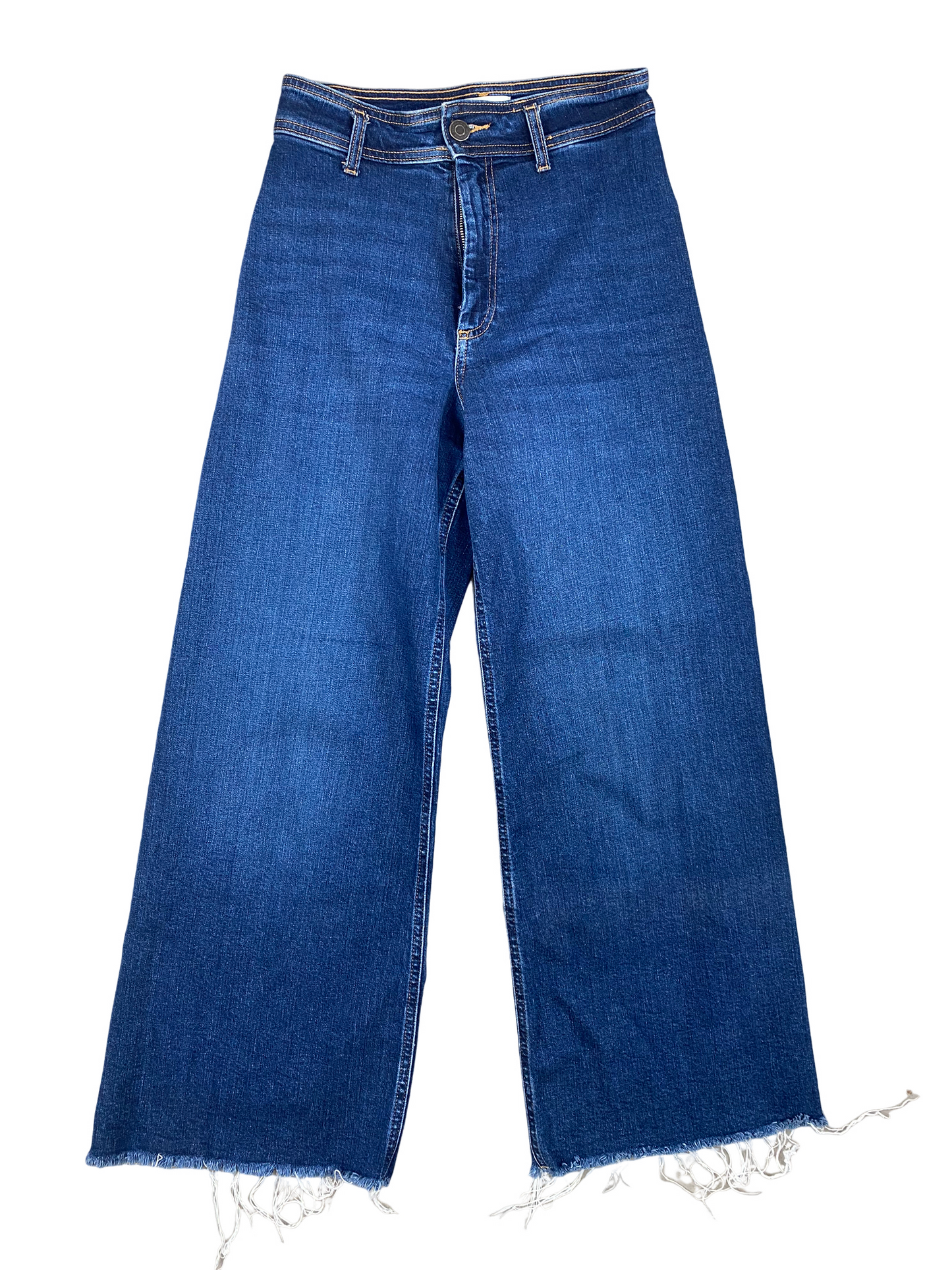 Zara high-waist dark blue wide leg jeans | size 10