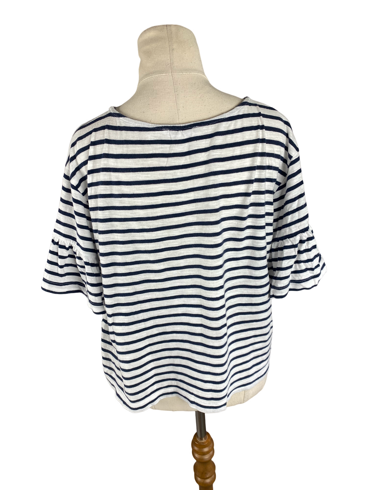 Zara frill sleeve cotton stripe top | size small