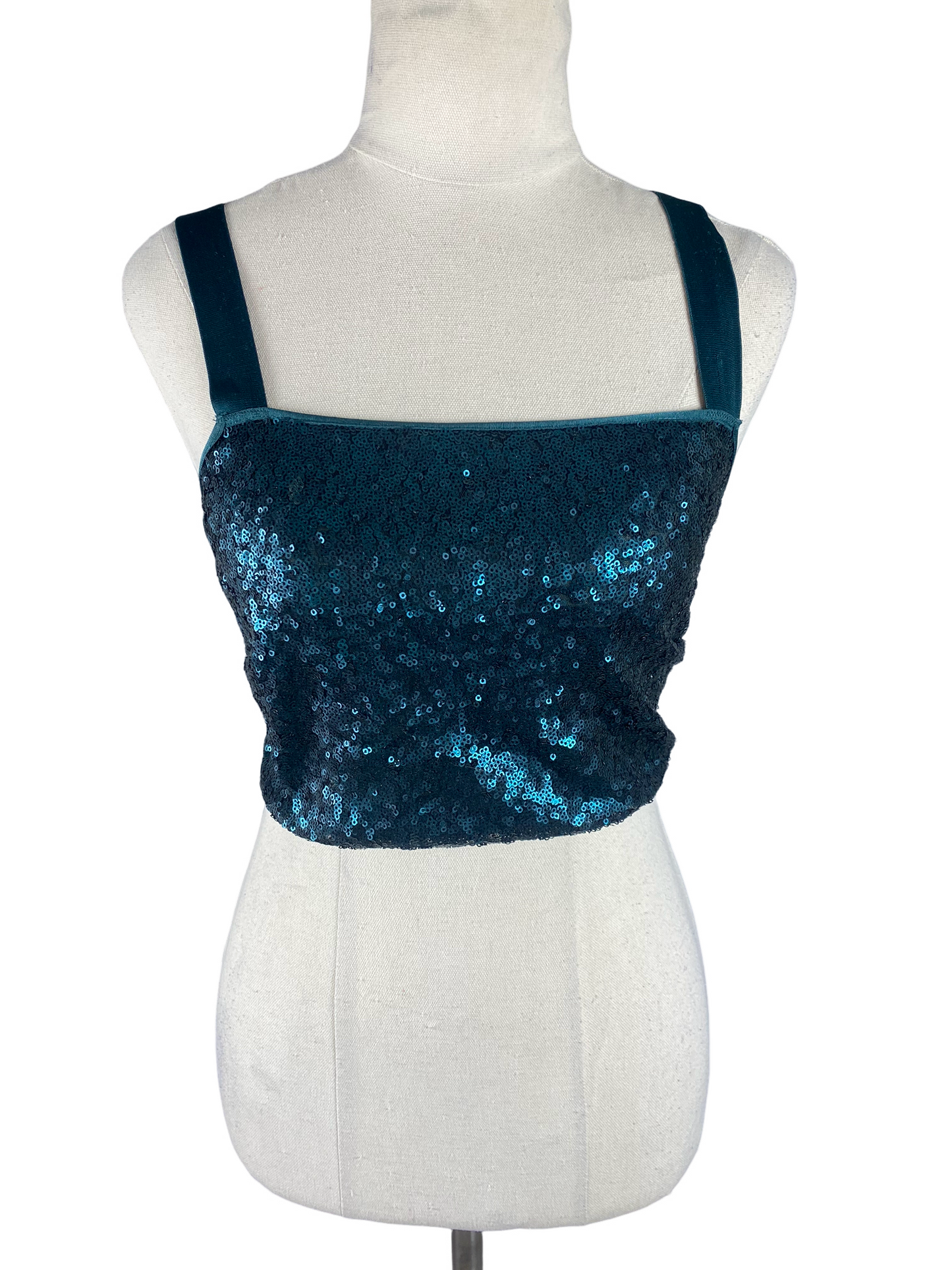 Oysho sequin green crop top | size 8