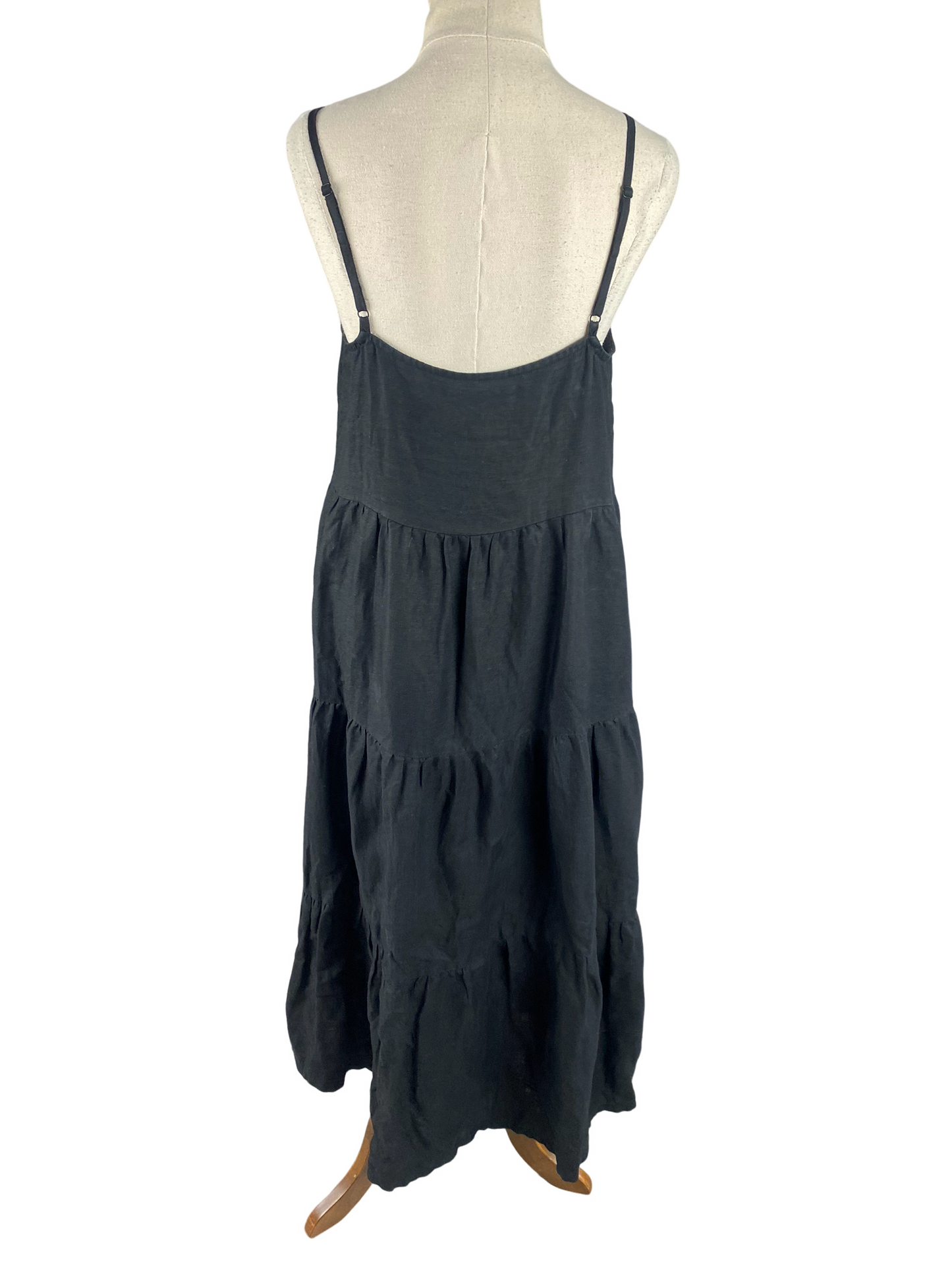 SEED 100% linen black tiered sleeveless dress | size 6