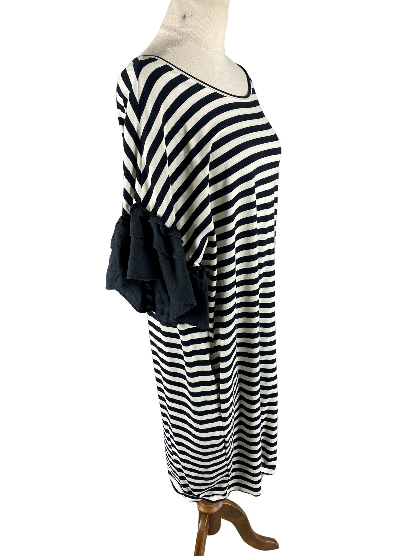 Grace Hill frill sleeve black and white stripe dress | size 10