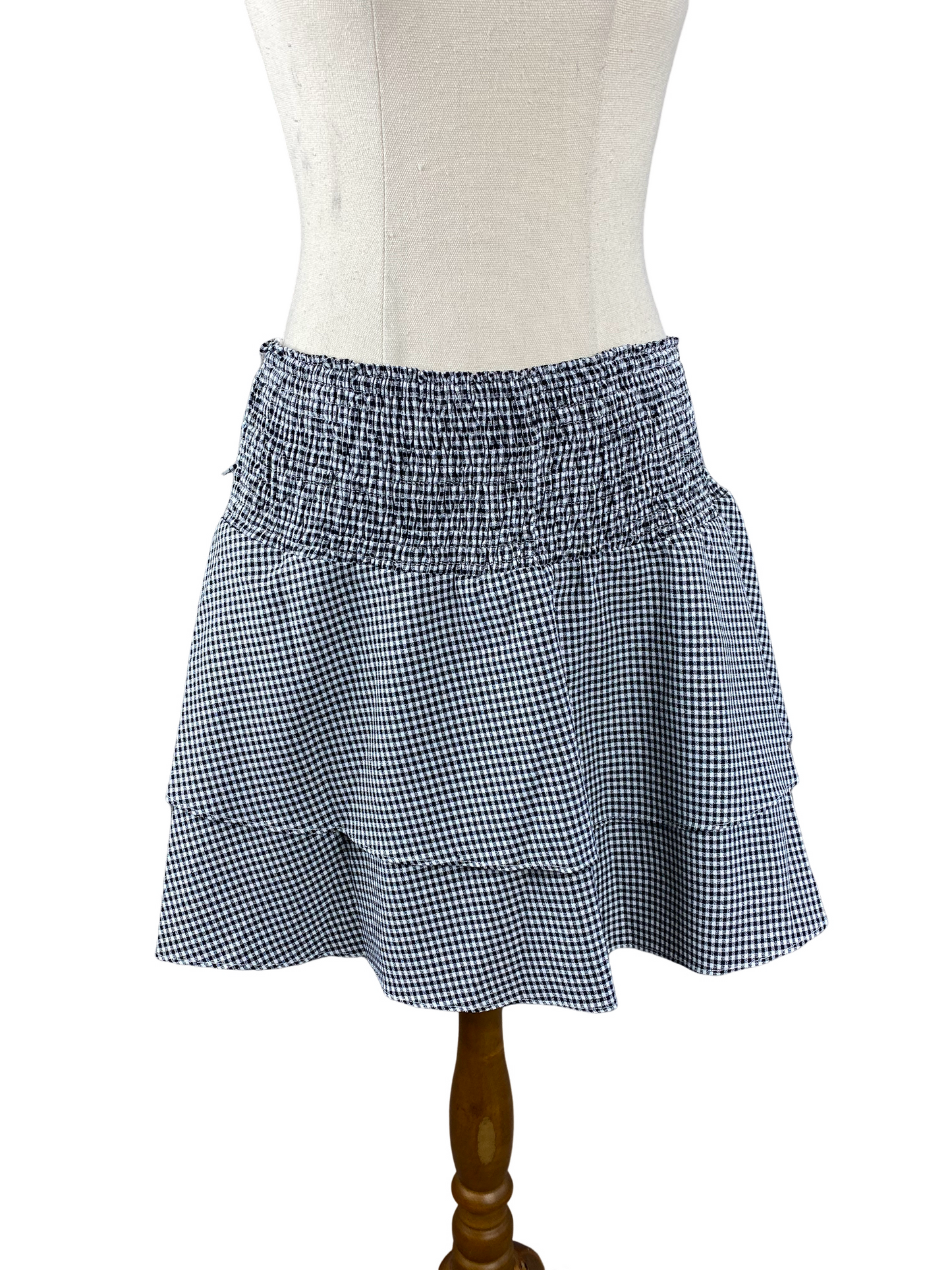 Pia black and white checkered ruffle skirt | size medium