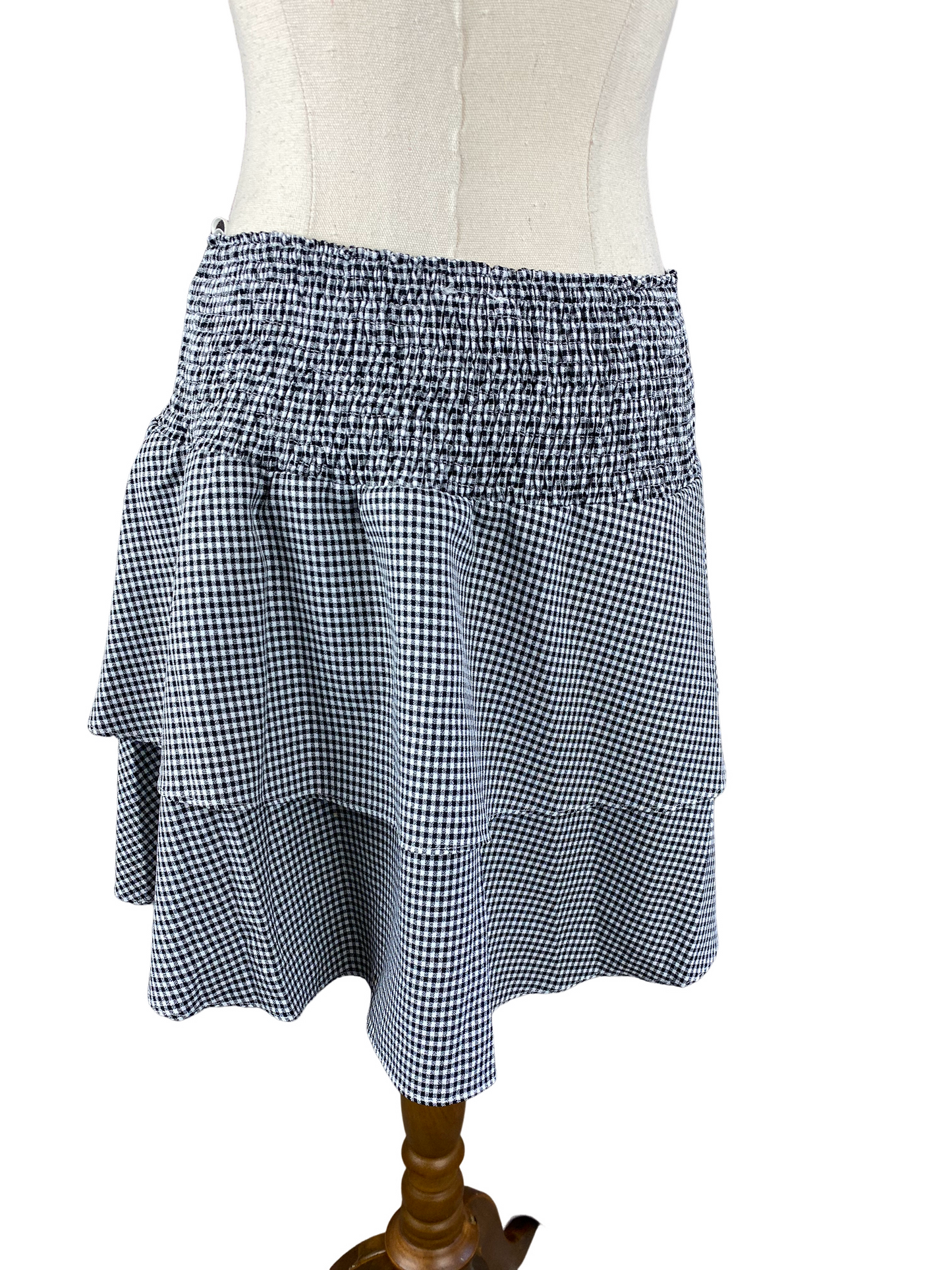 Pia black and white checkered ruffle skirt | size medium