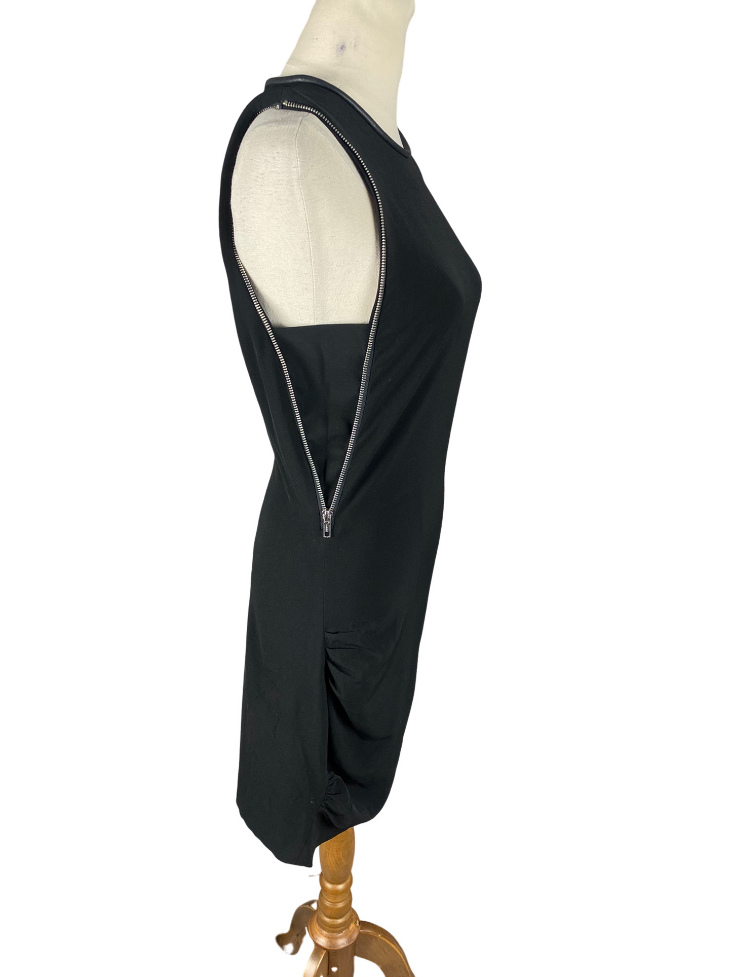 Witchery black midi dress with zip detail | size 8