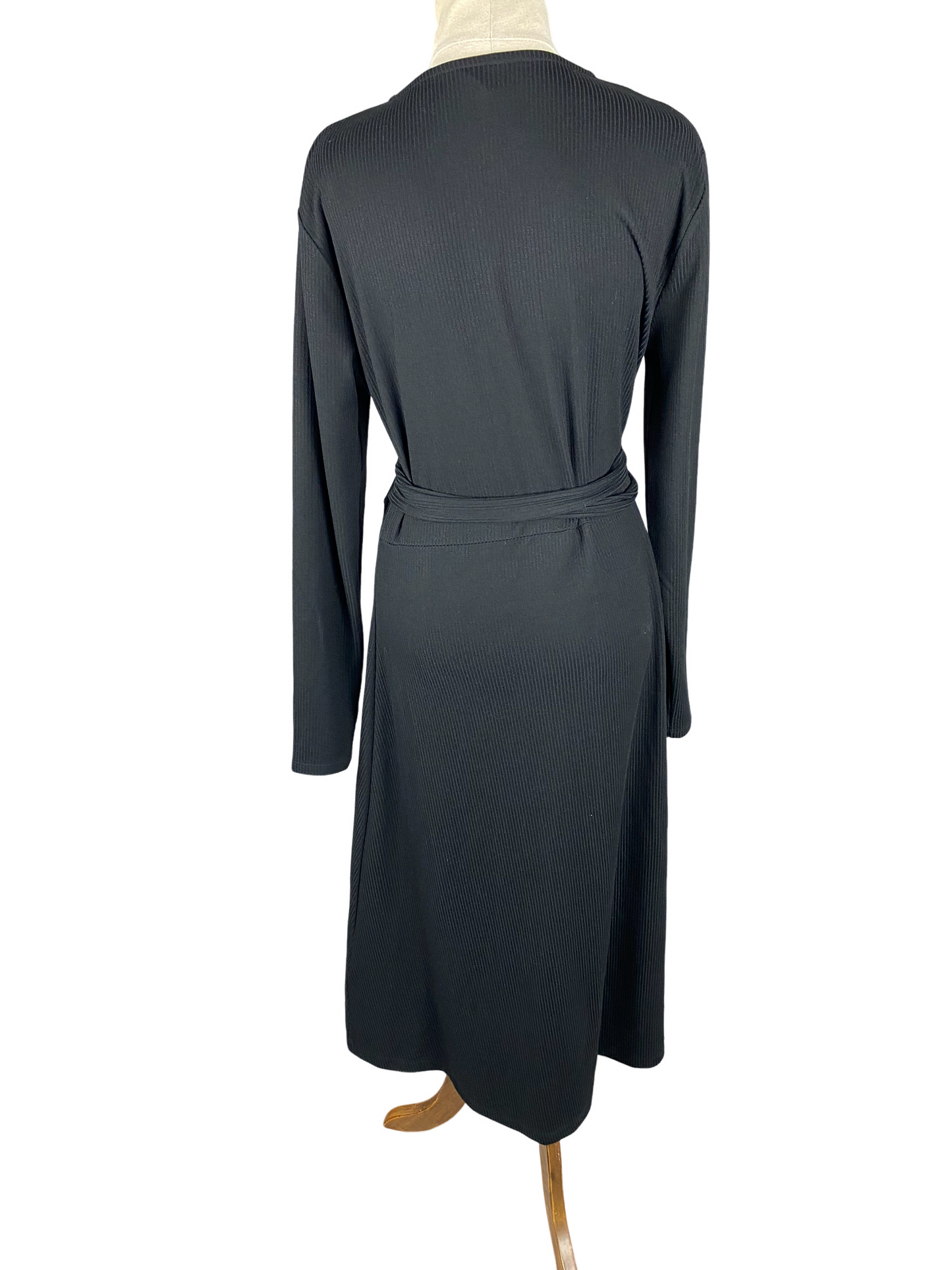 SEED rib black wrap dress | size 12