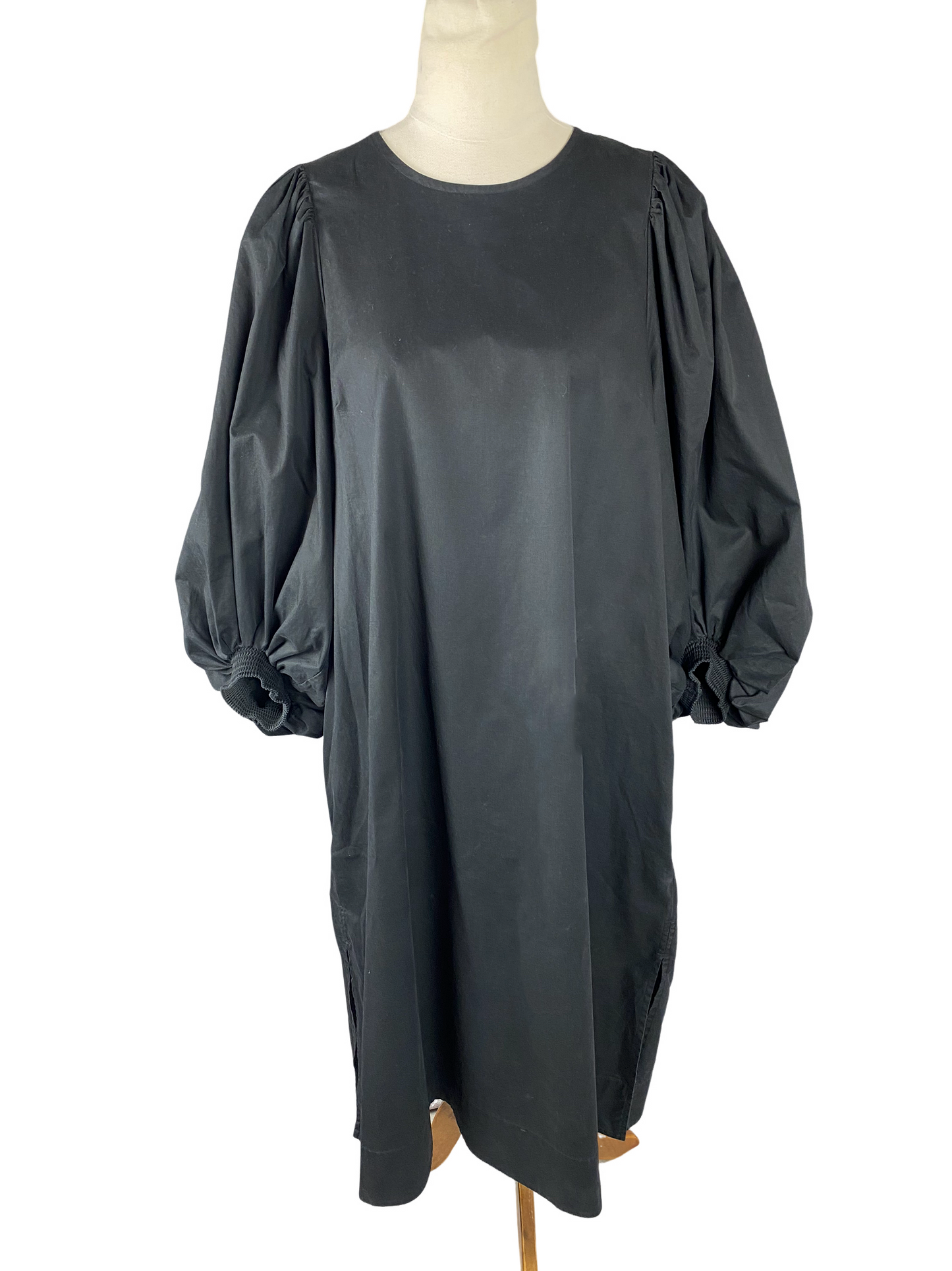 Cos black puff sleeve midi dress | size 14