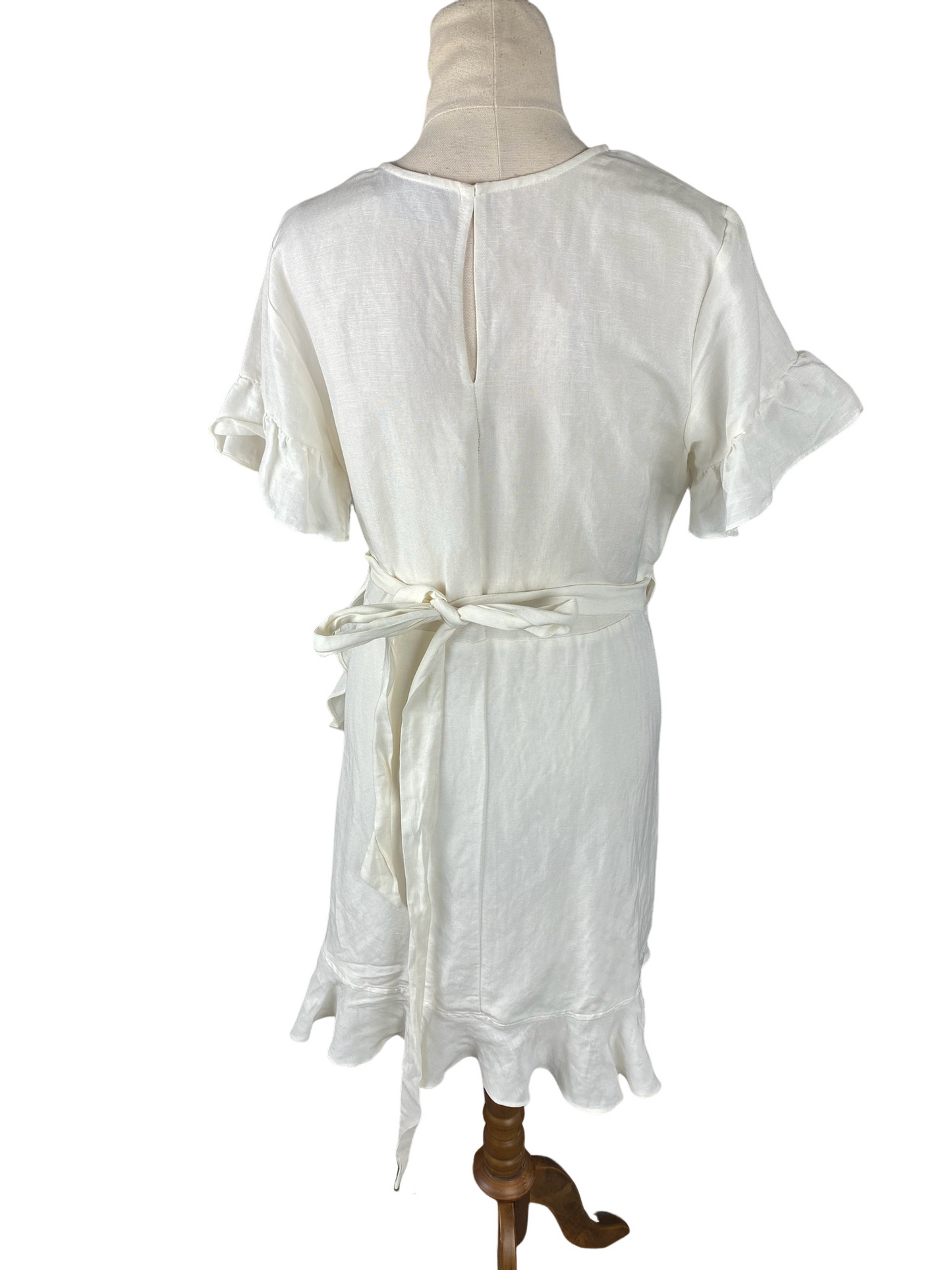 Decjuba off-white linen blend dress | size 8
