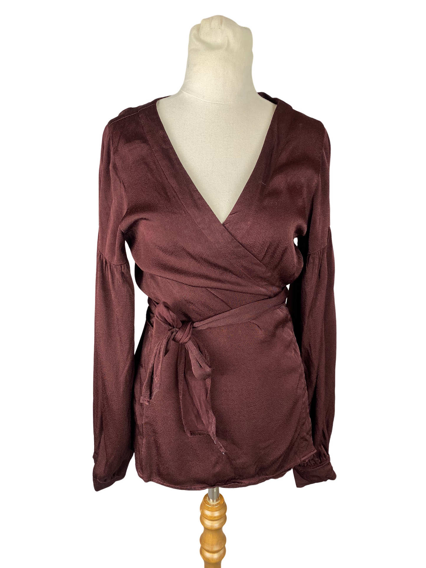 BLAK Luxe maroon wrap top | size 8