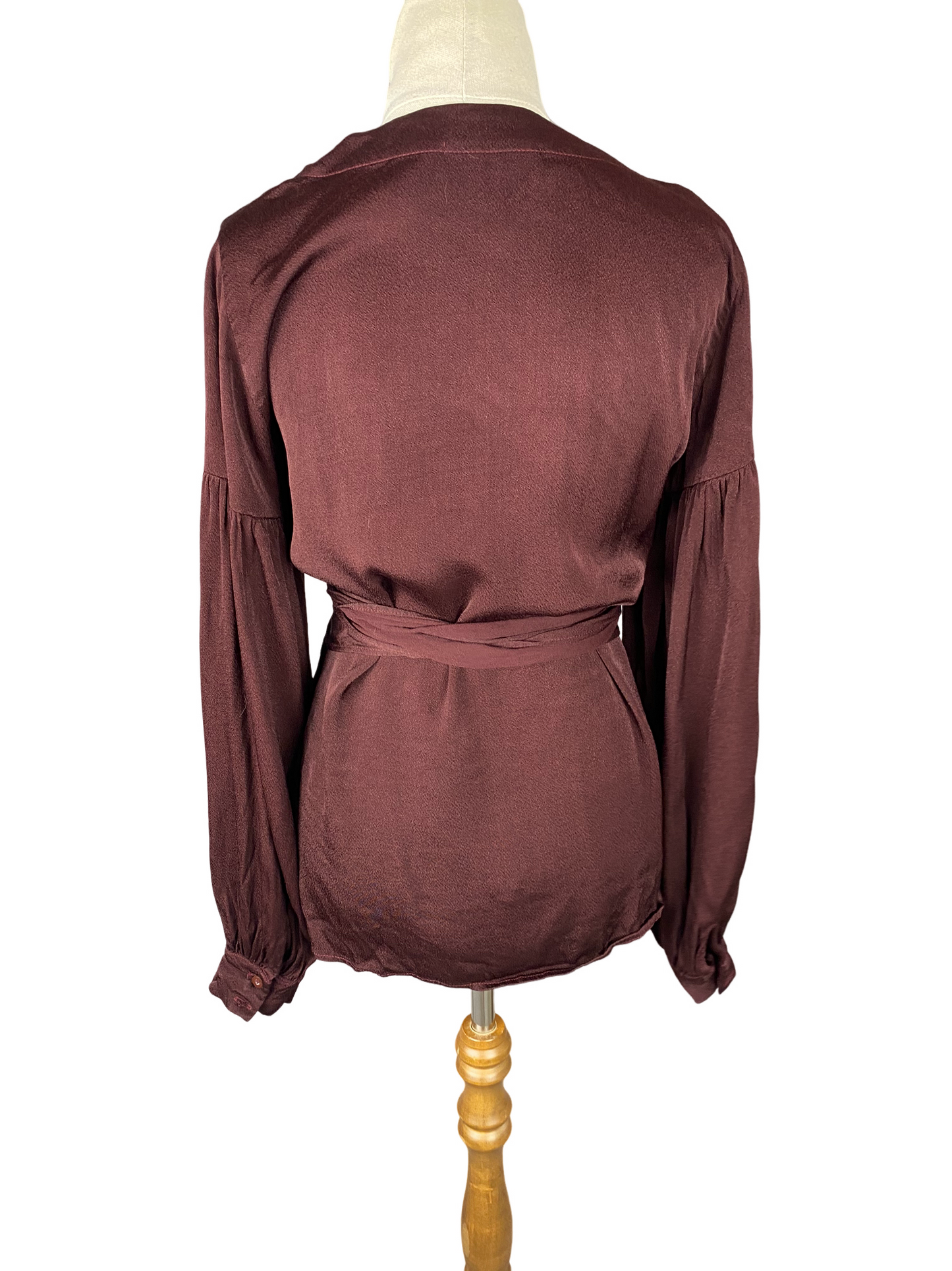 BLAK Luxe maroon wrap top | size 8