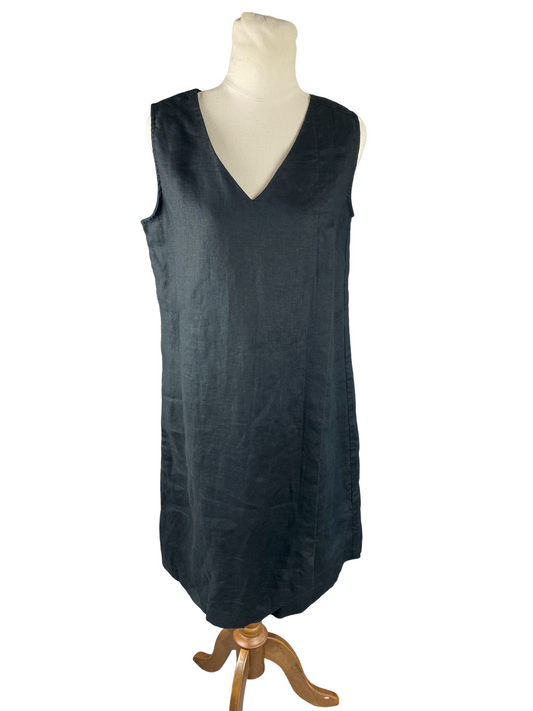 Zest linen black midi dress | size 10