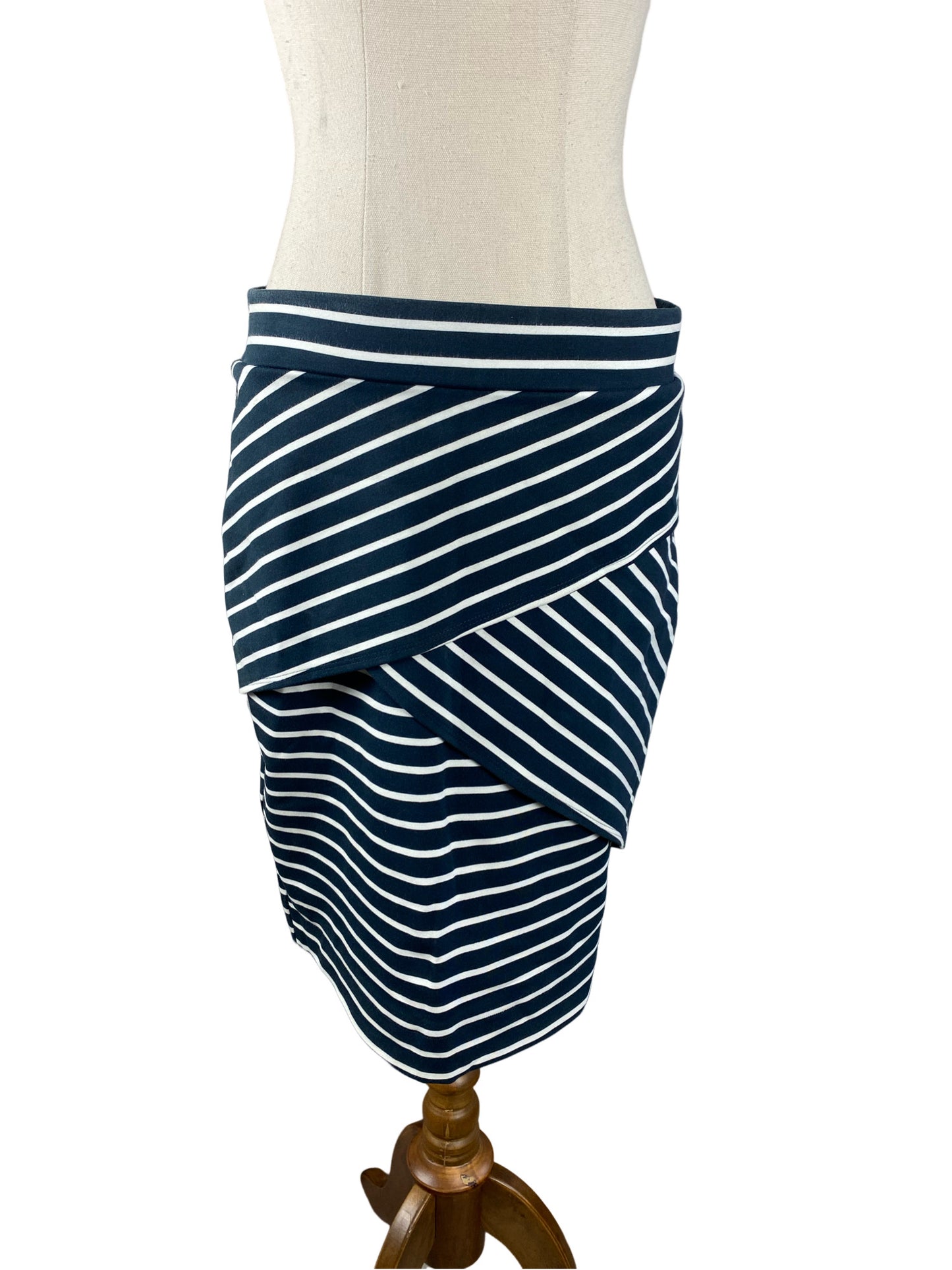 Oliver Black midi stripe skirt | size 10