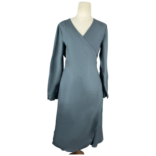 Linen Fox charcoal linen wrap dress | size 6-8