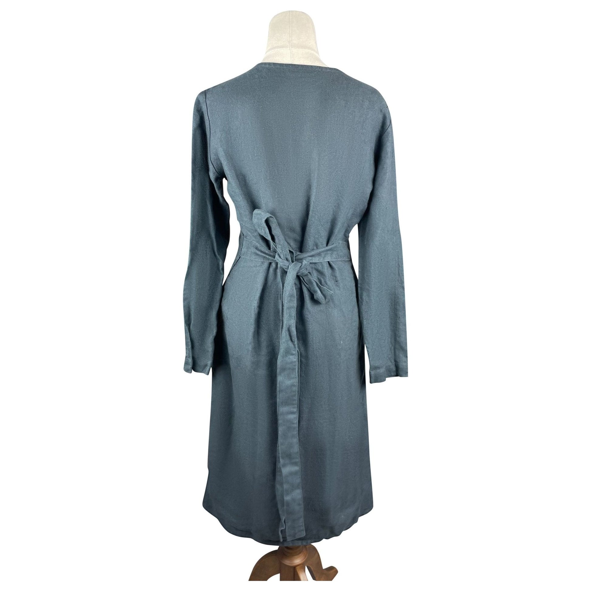 Linen Fox charcoal linen wrap dress | size 6-8