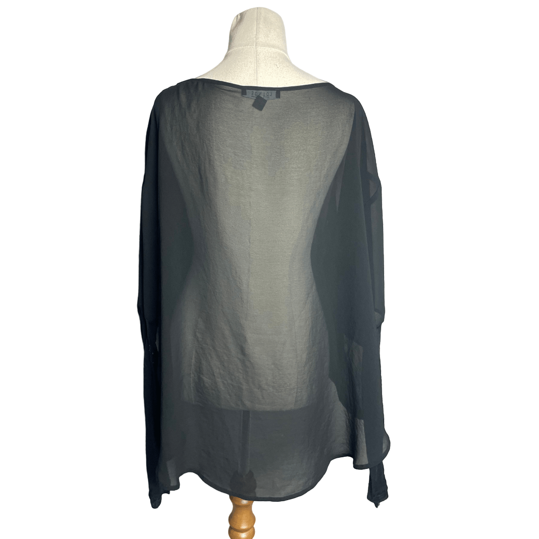 Lounge sheer black blouse | size 10-12