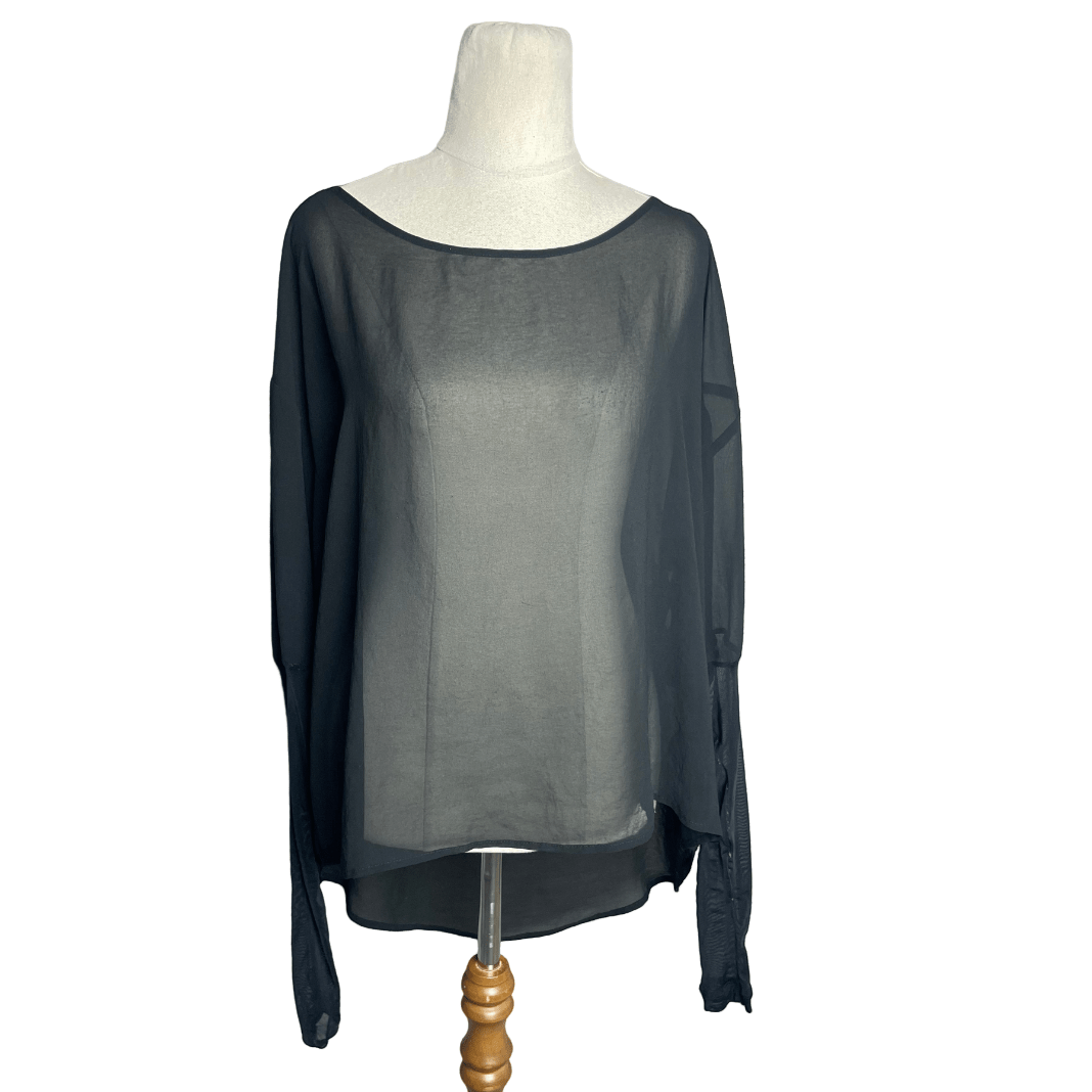 Lounge sheer black blouse | size 10-12