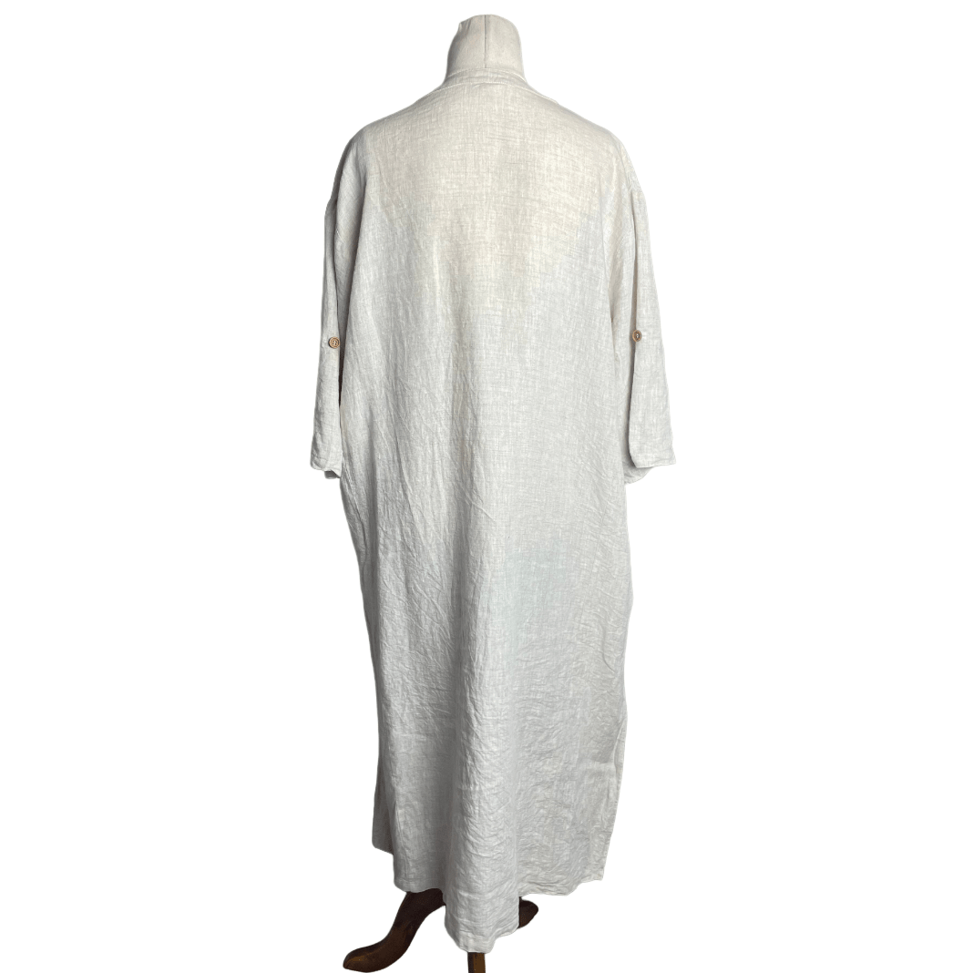 Natural For Birds relaxed cream linen dress | size 14 $179 RRP