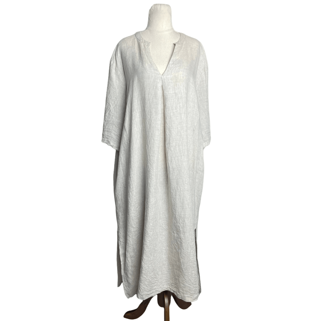 Natural For Birds relaxed cream linen dress | size 14 $179 RRP
