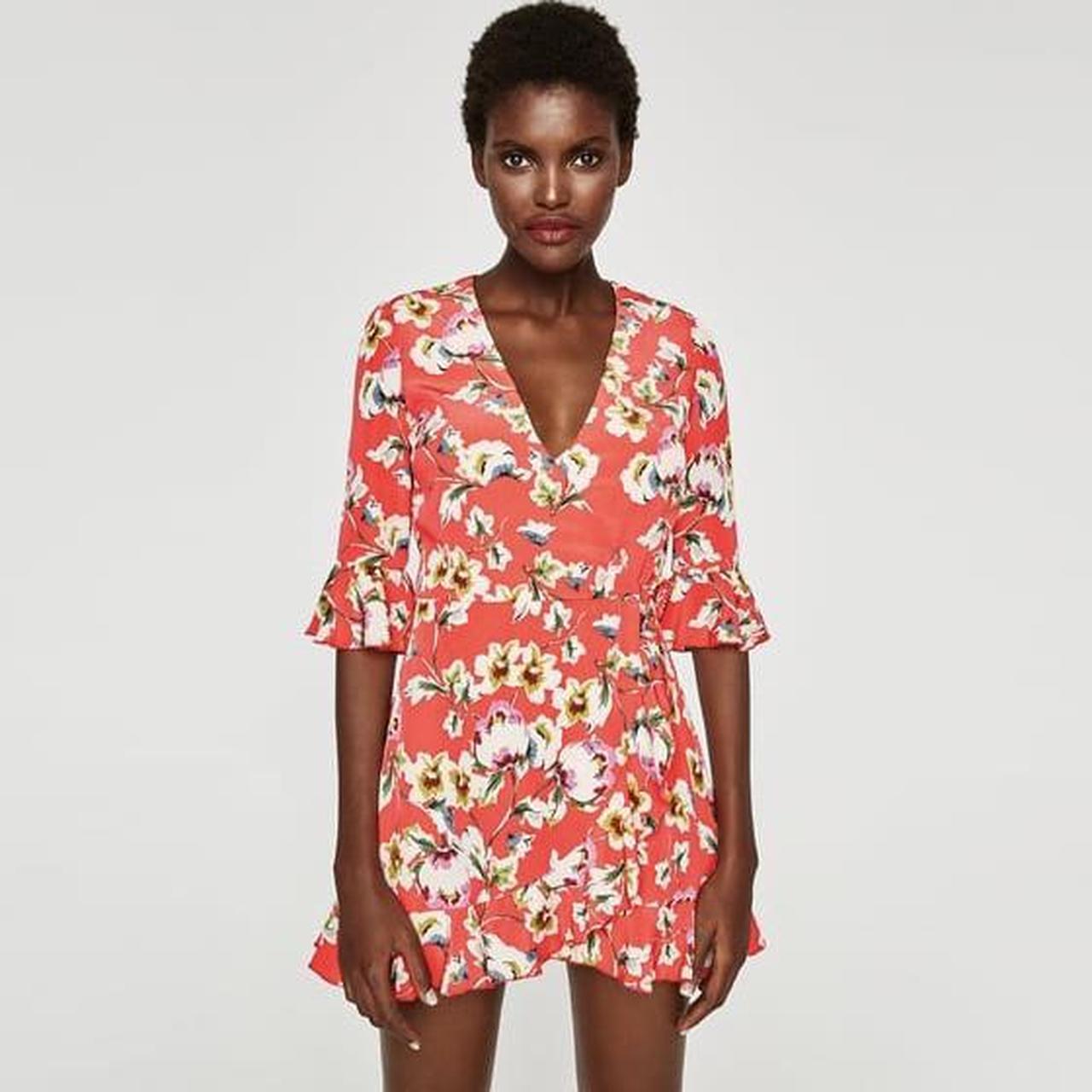 BNWT - Zara red floral wrap dress | size small