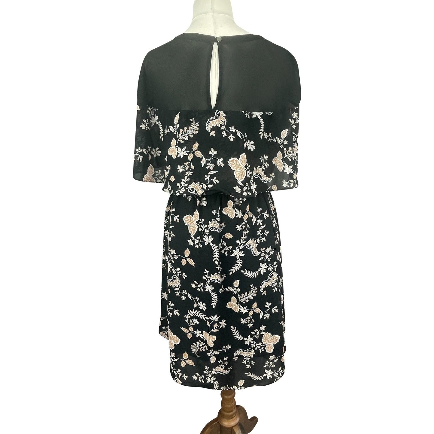 Witchery black dress w bronze leaf print | size 10