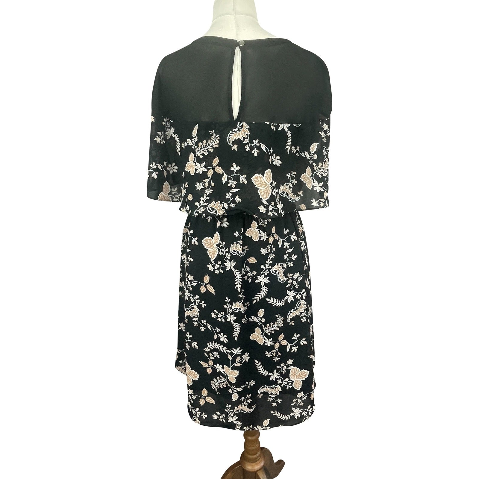 Witchery black dress w bronze leaf print | size 10