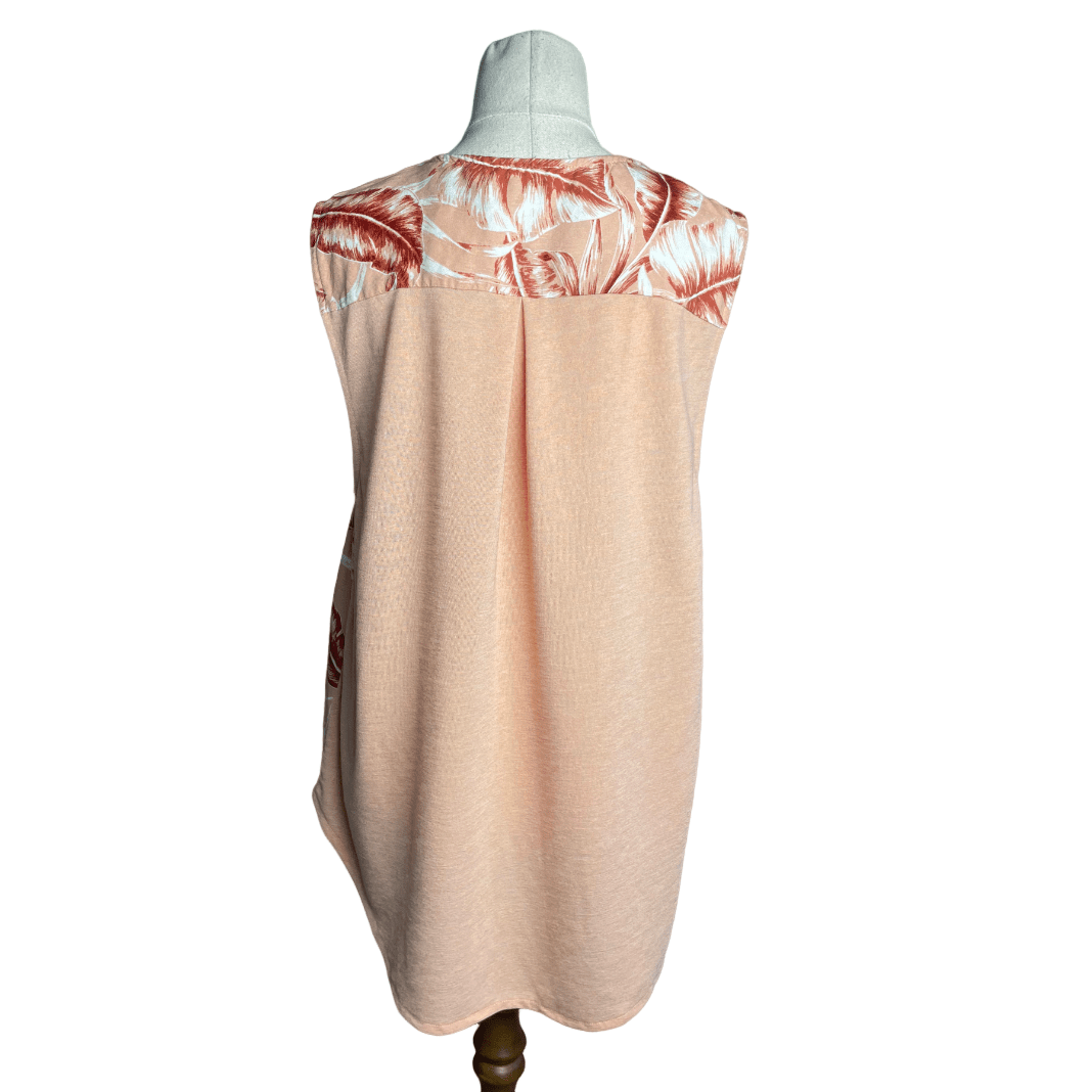 Witchery peach linen blend palm print top | size 14-16