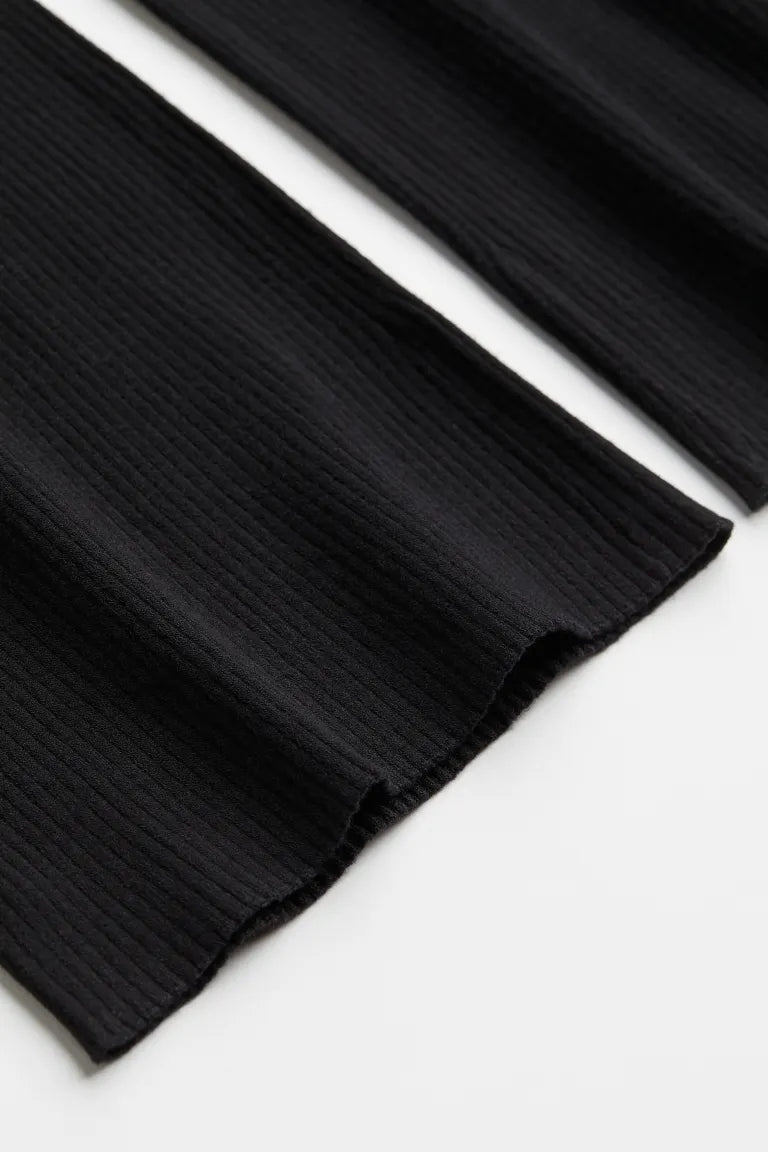 H&M Black Rib Flare Pull-On Pants | size Small