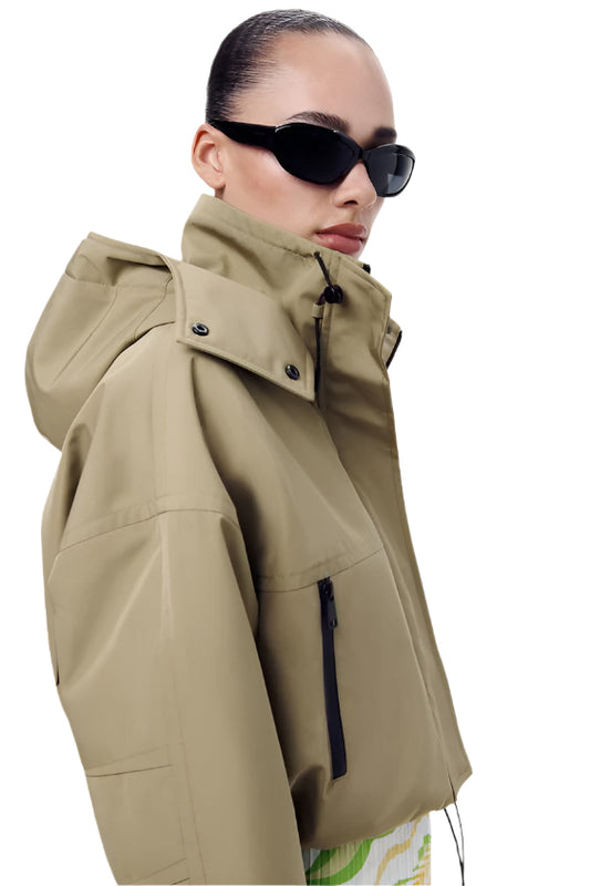 BNWT - Zara beige zip crop jacket | size medium