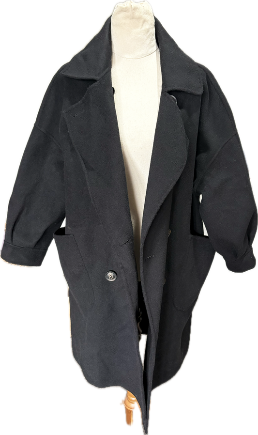 Wool and cashmere blend black coat | size 12-16