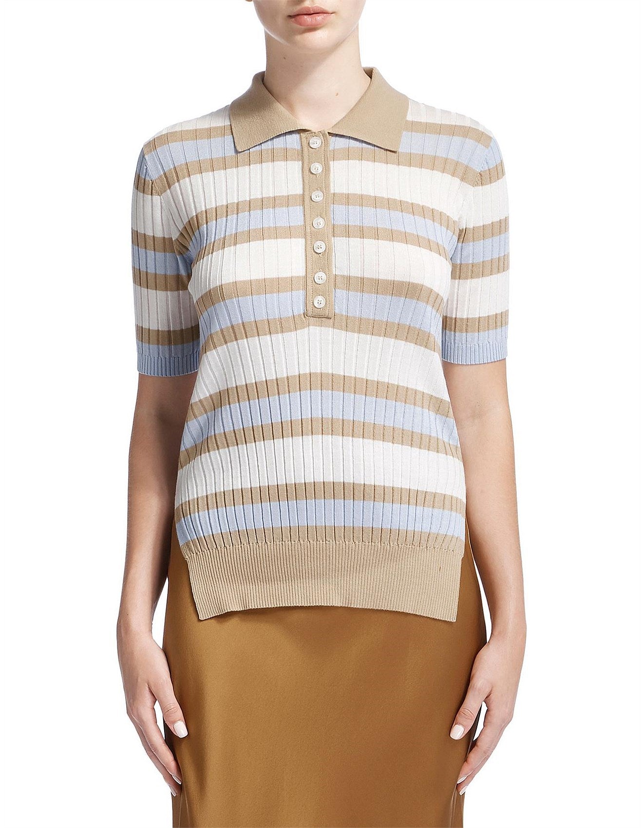 Lee Matthews stripe top | size 8 - RRP $299