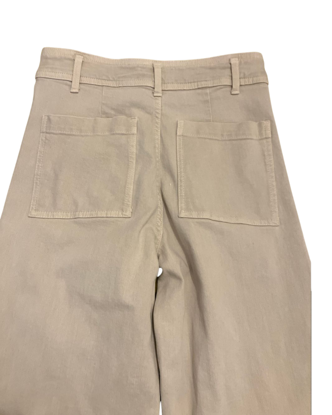 zara beige high waist jeans wide leg raw hem | size 10