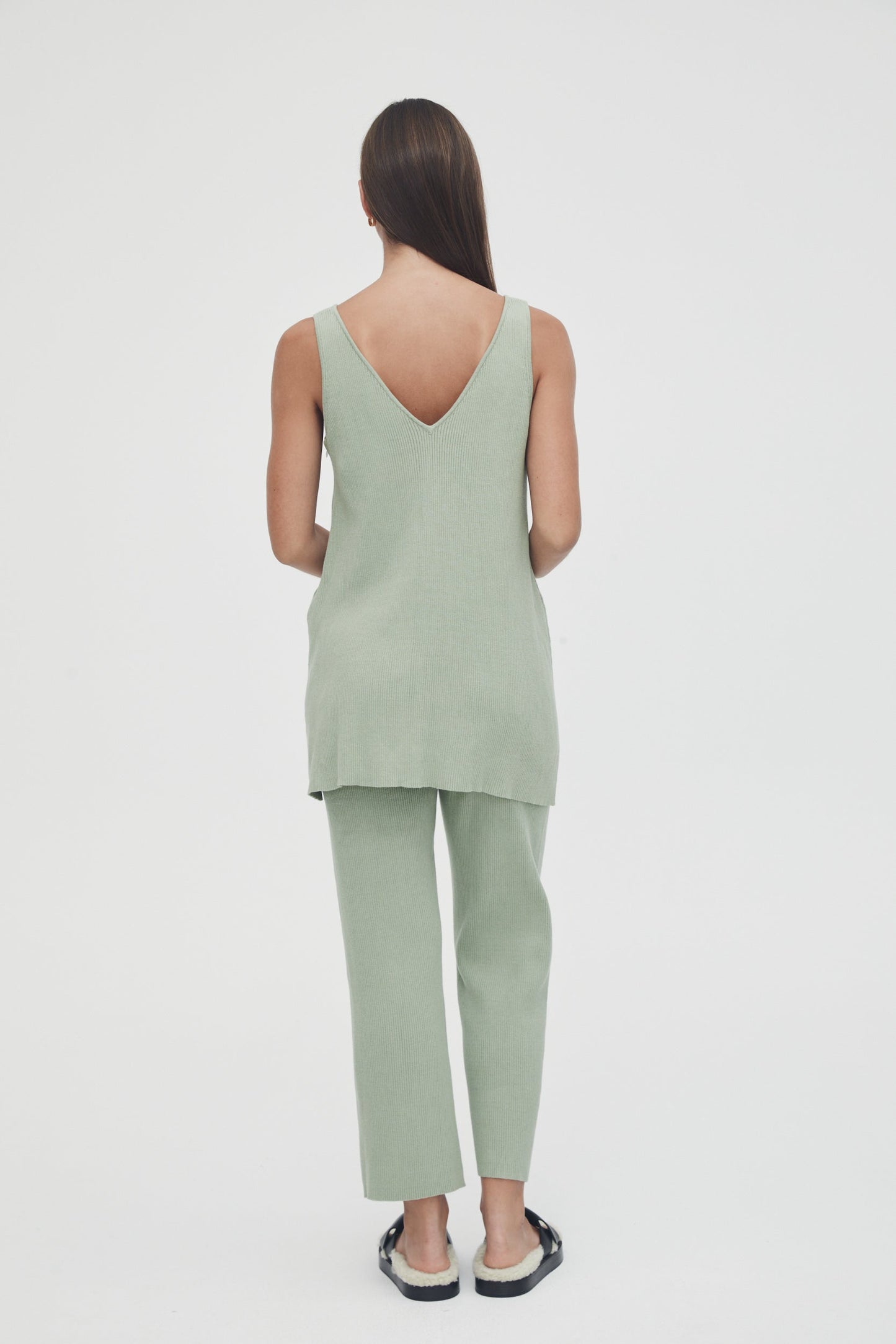 Légoe Heritage sage rib knit sleeveless top | size 10 (matching pants available)