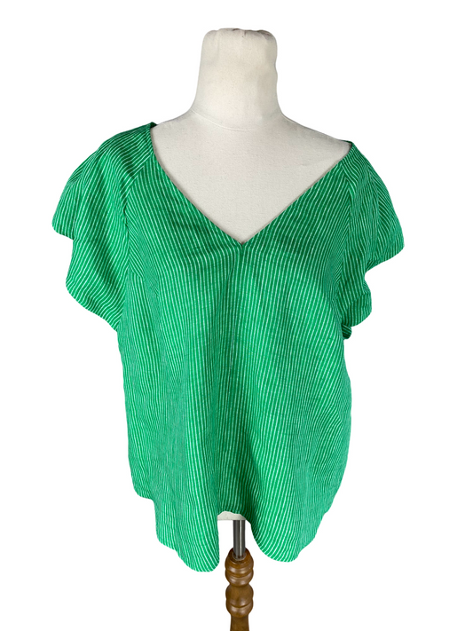 BNWL Zest 100% linen green stripe top | size 12 - $79.99